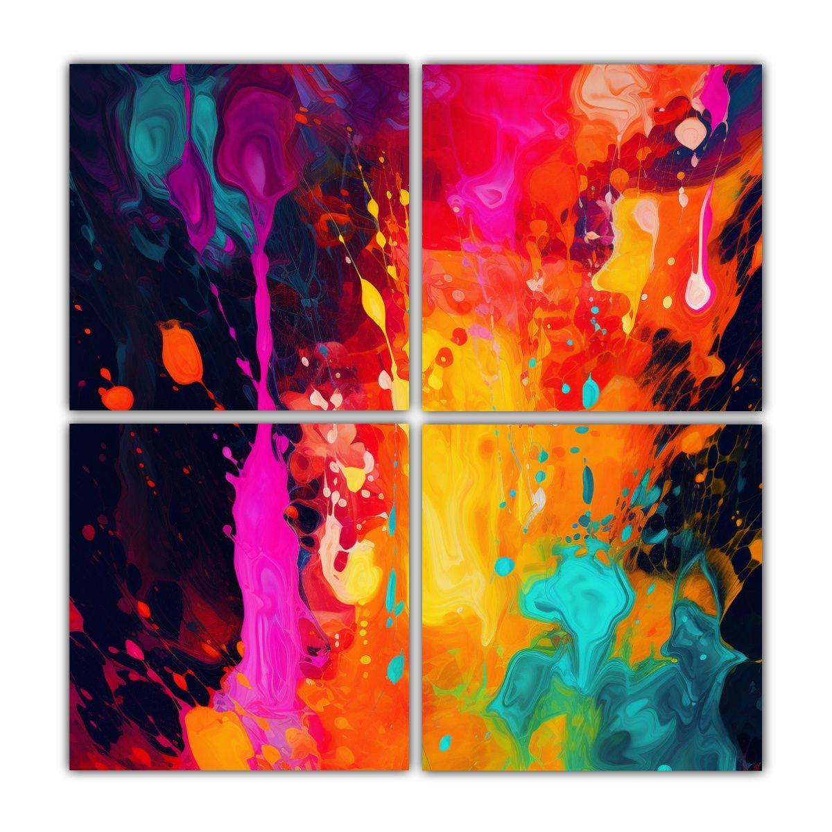 Cuatro Pinturas De Pared Coloridas Y Luminosas 180x180 Cm-0