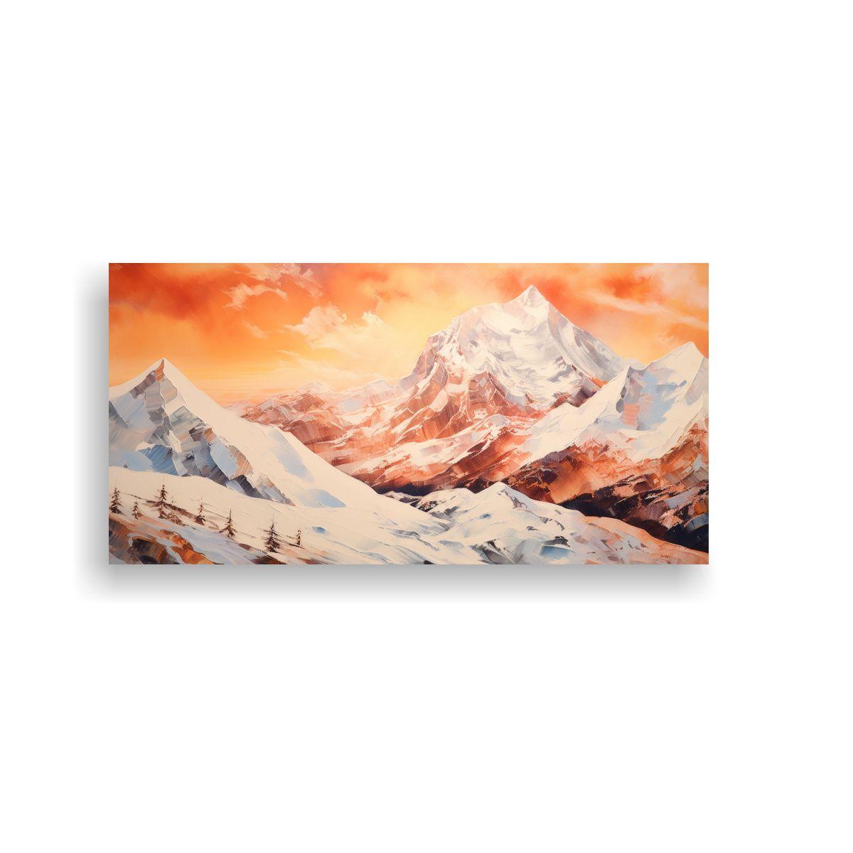 Cuadro Abstracto Simétrico De Montañas Nevadas 100x50cm-0