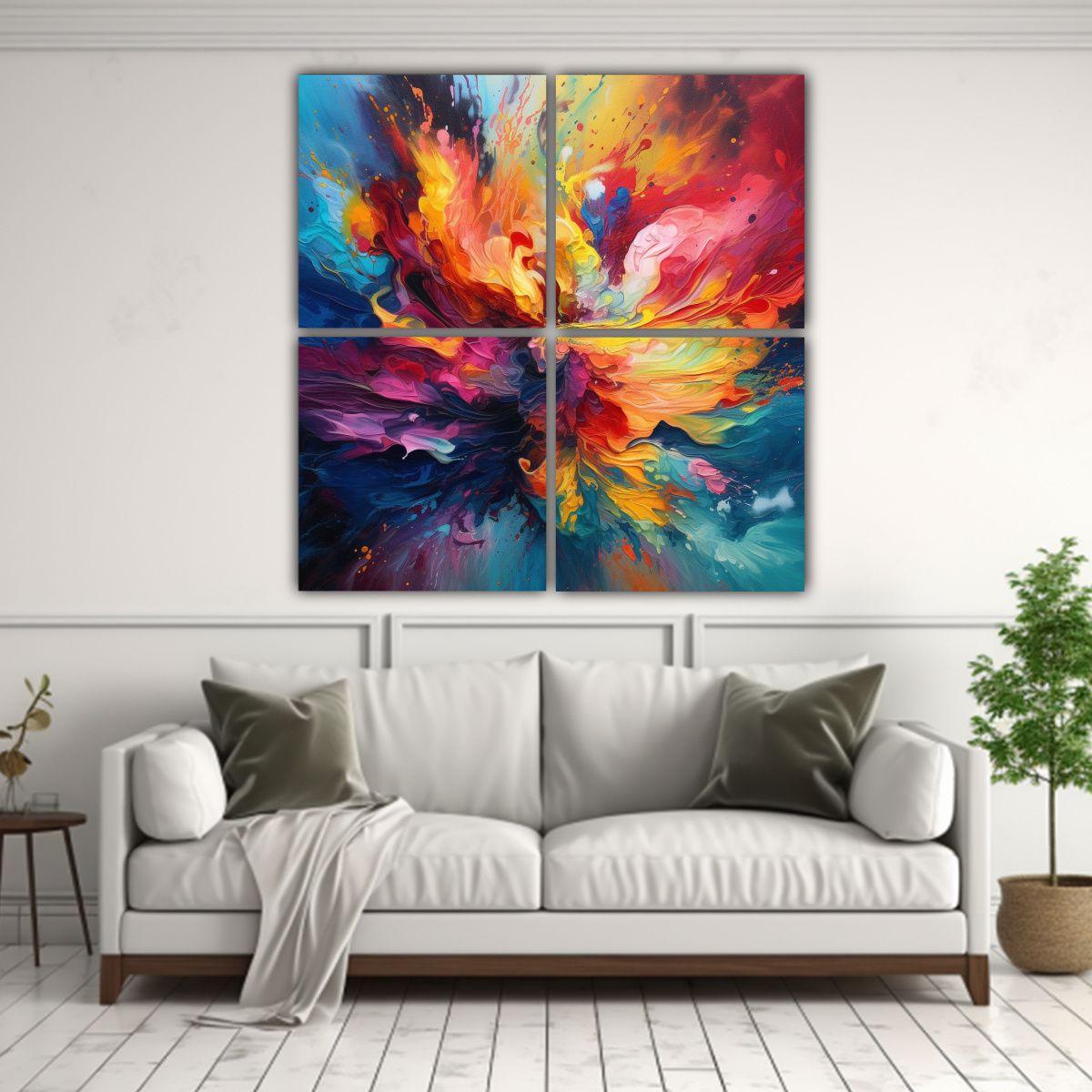 Lienzos De Tela Inspiración Abstracta En Colores 160x160 Cm-2