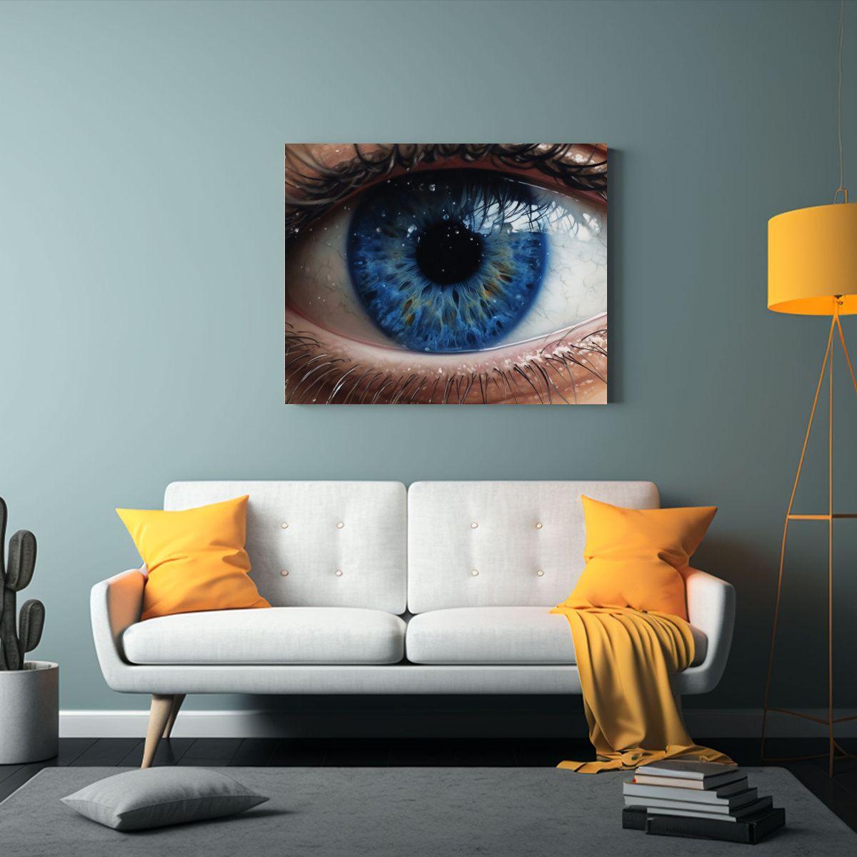 Cuadro Decorativo Vintage Con Impresionante Ojo Azul 45x30cm-2