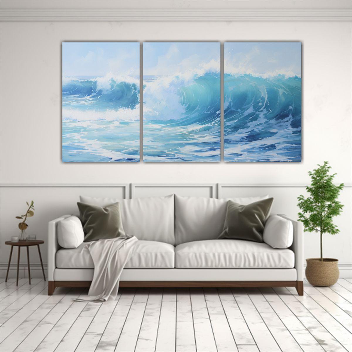 Artes Abstractas De Pared: Océano Calmado, 150x75 Cm-2