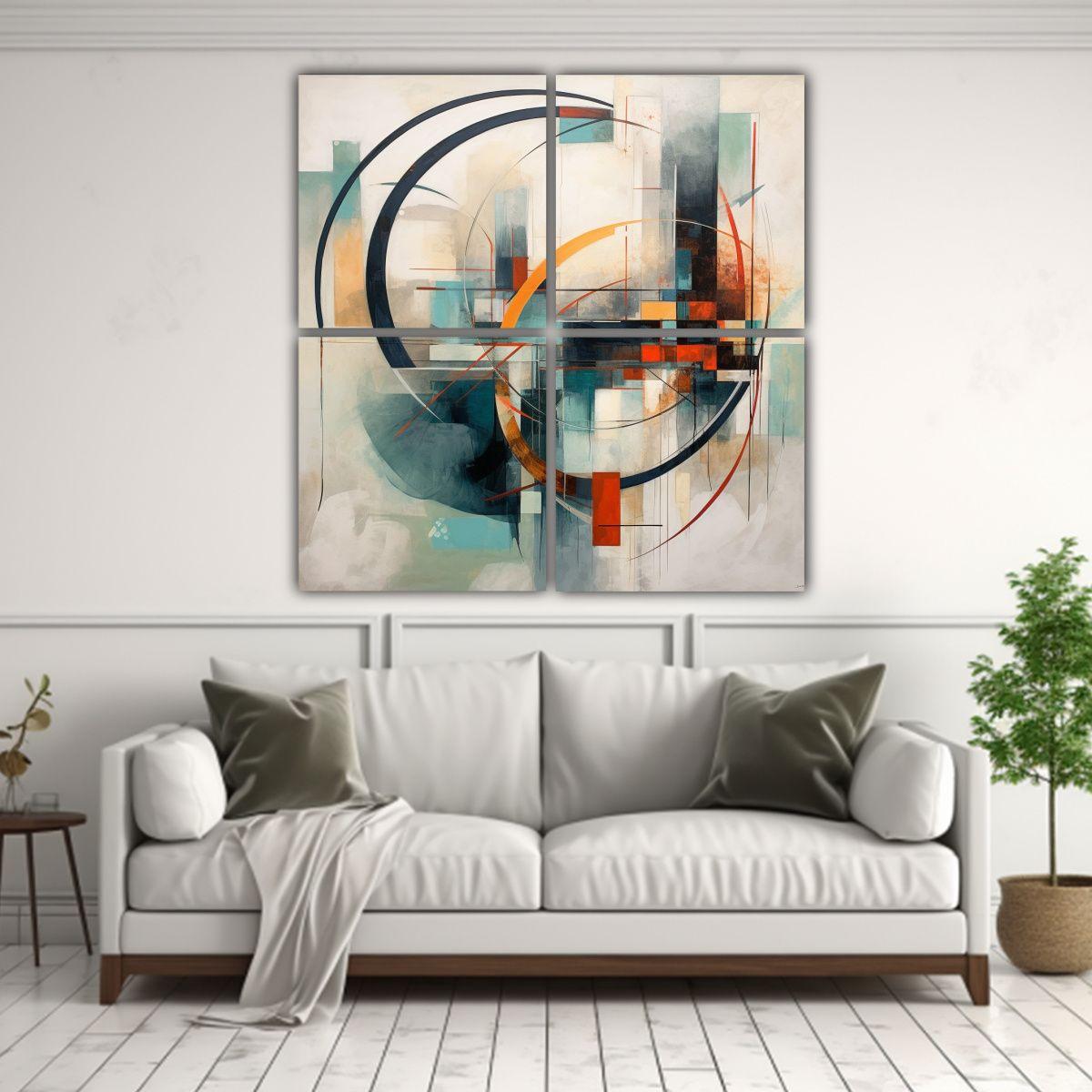 Cuatro Lienzos Abstractos Calidez Calidez En 140x140 Cm-2