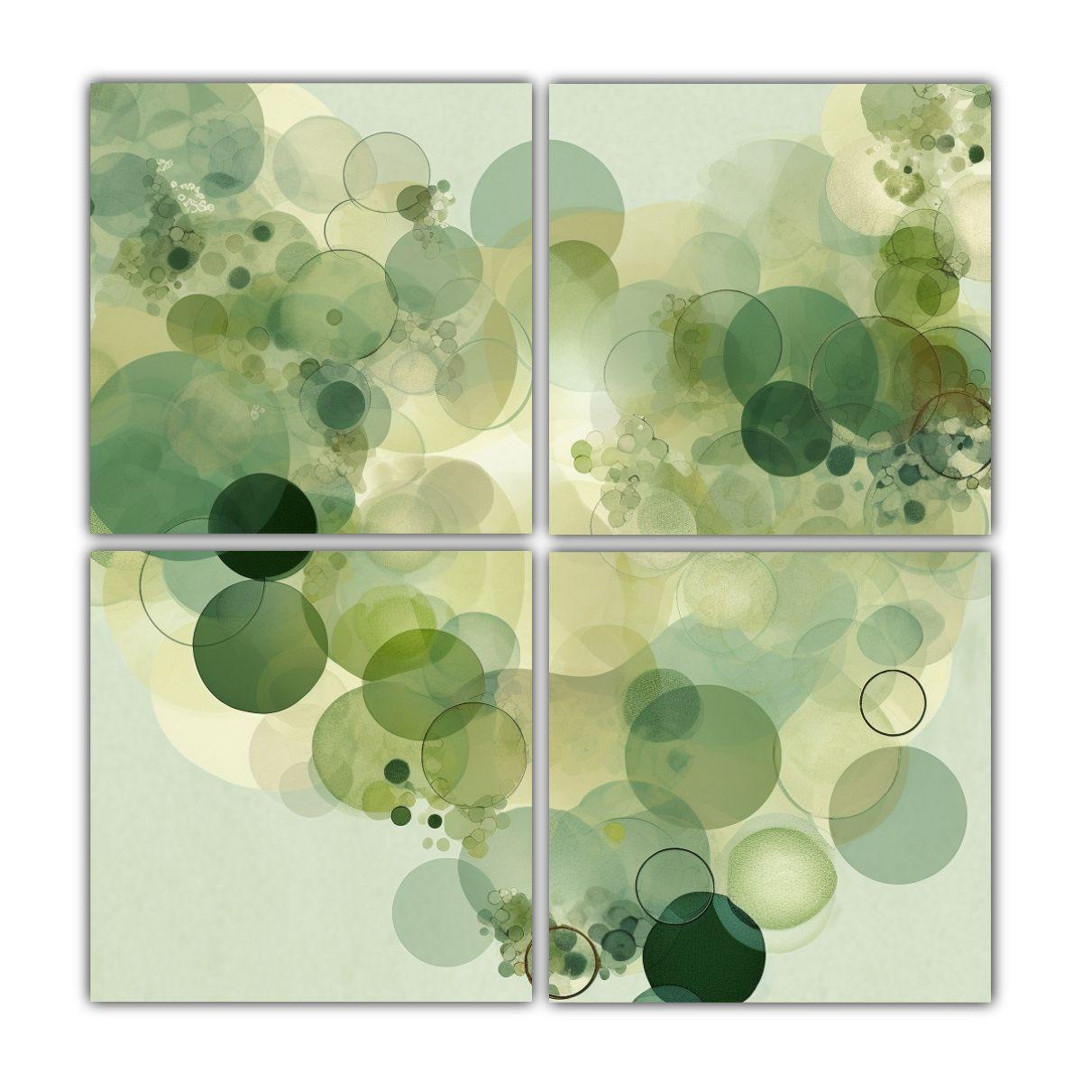 Cuatro Círculos Verdes De Macaron En Intensidad 120x120 Cm-0