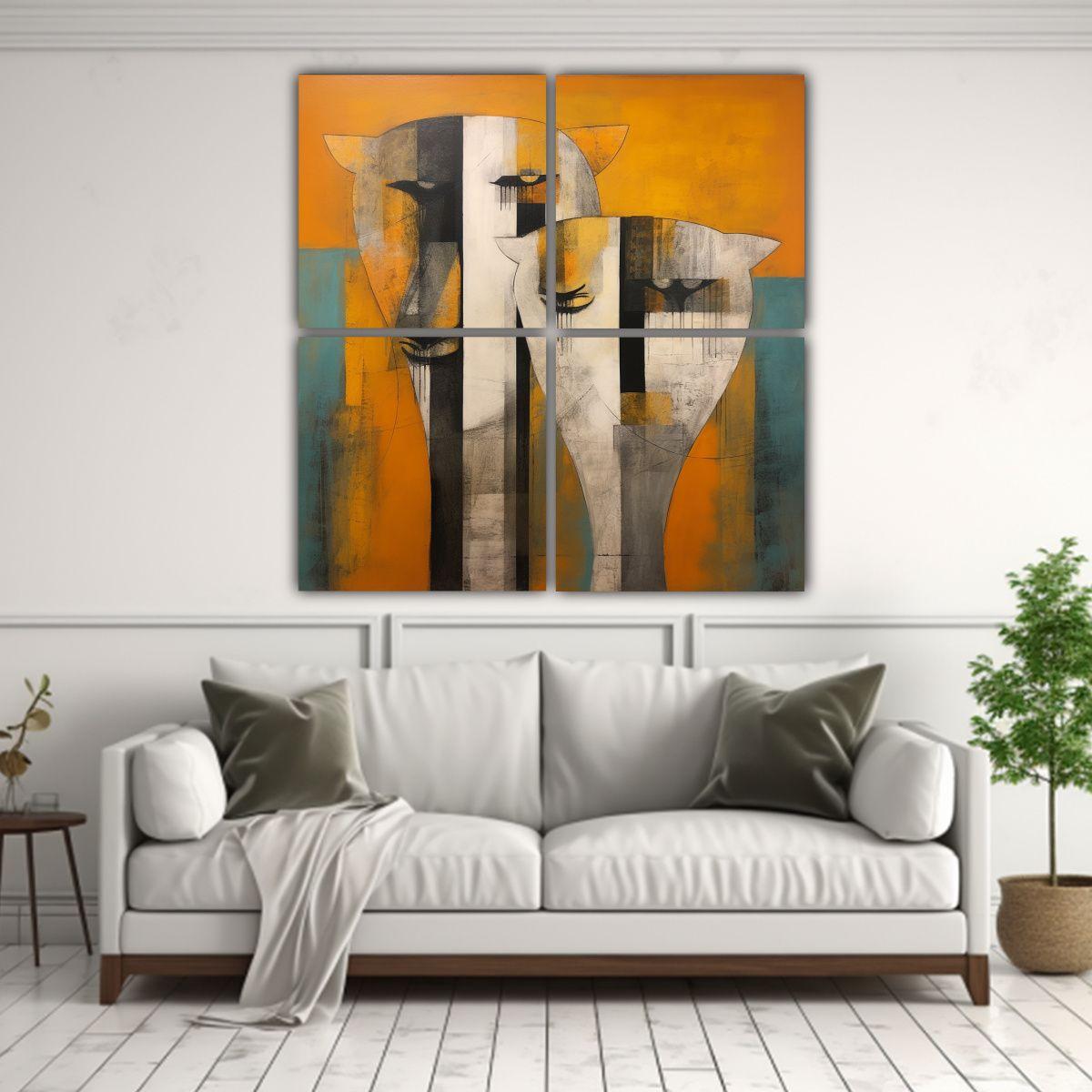 Cuatro Canvas Tema Creatividad Pinturas 80x80 Cm-2