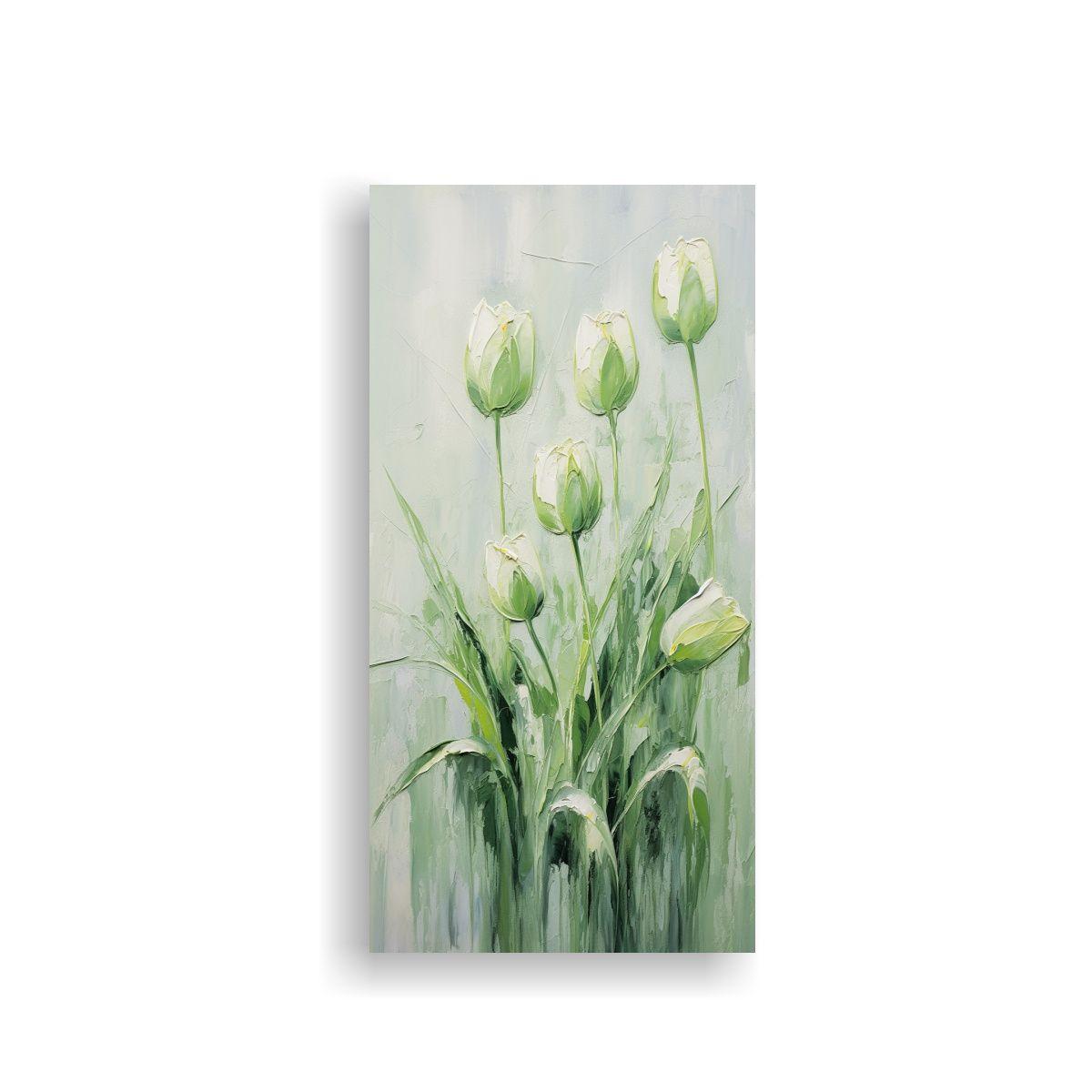 Cuadro Moderno Creatividad Con Tulipanes Verdes 20x40cm-0