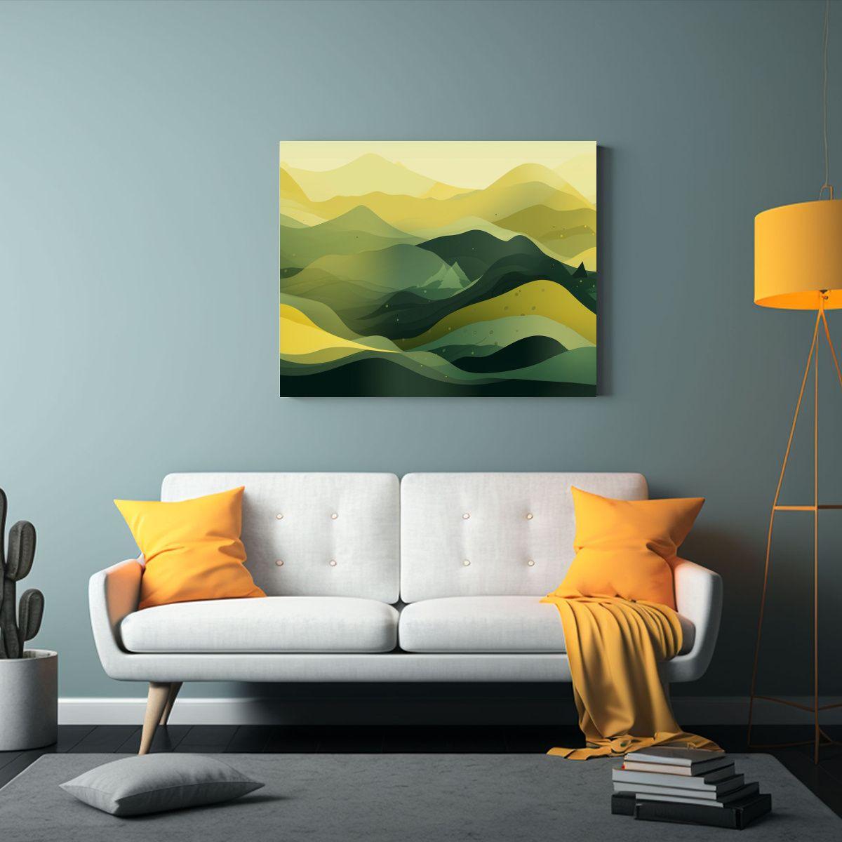 Cuadro Decorativo: Paisaje Amarillo De Montañas, 30x20cm-2