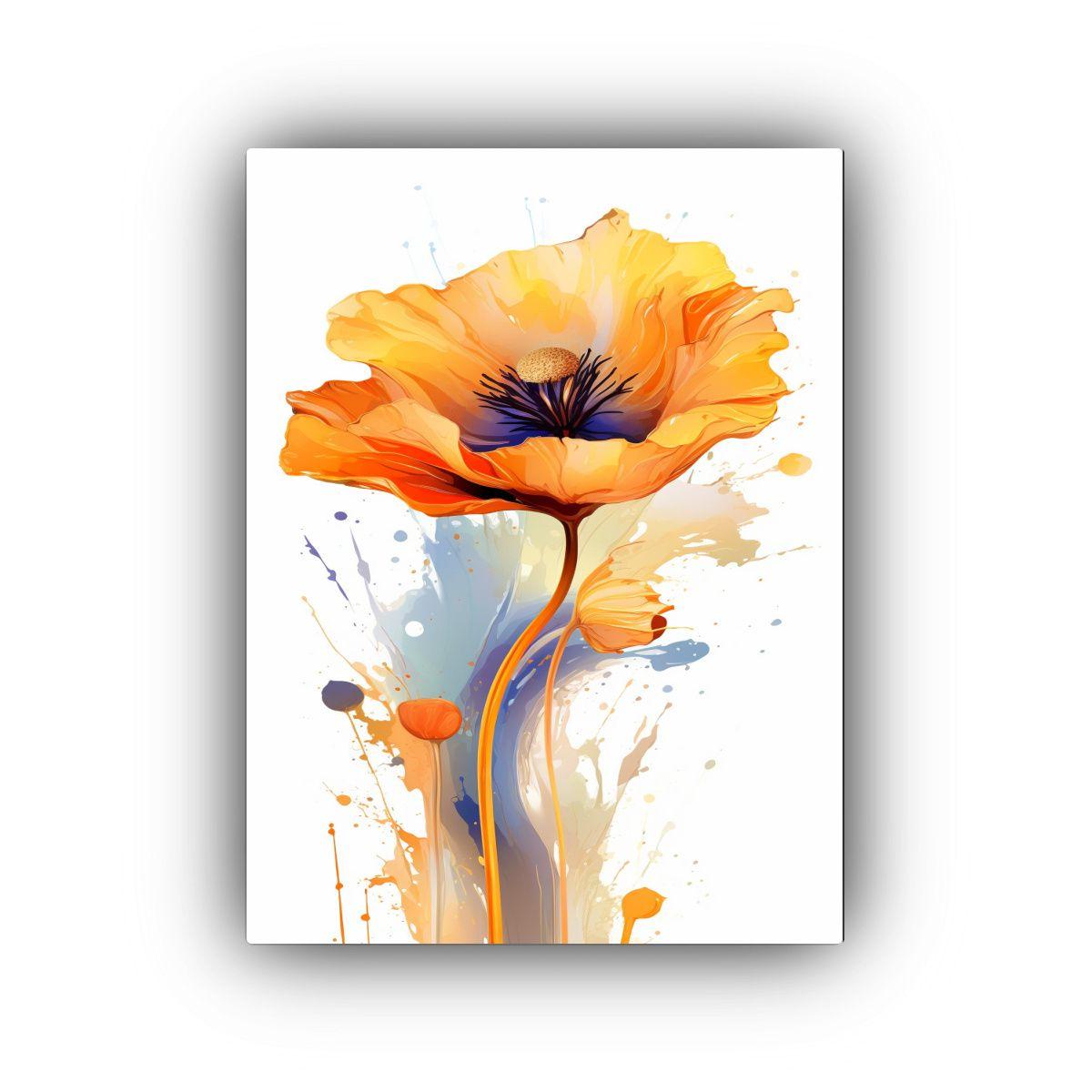Cuadro Lienzo Elegante De Un Amapola Naranja 60x90cm-0
