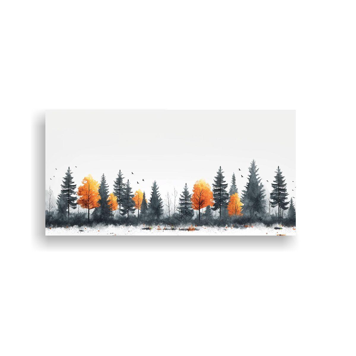 Cuadro Minimalista Bosque En Tela Estilo Galería 80x40cm-0