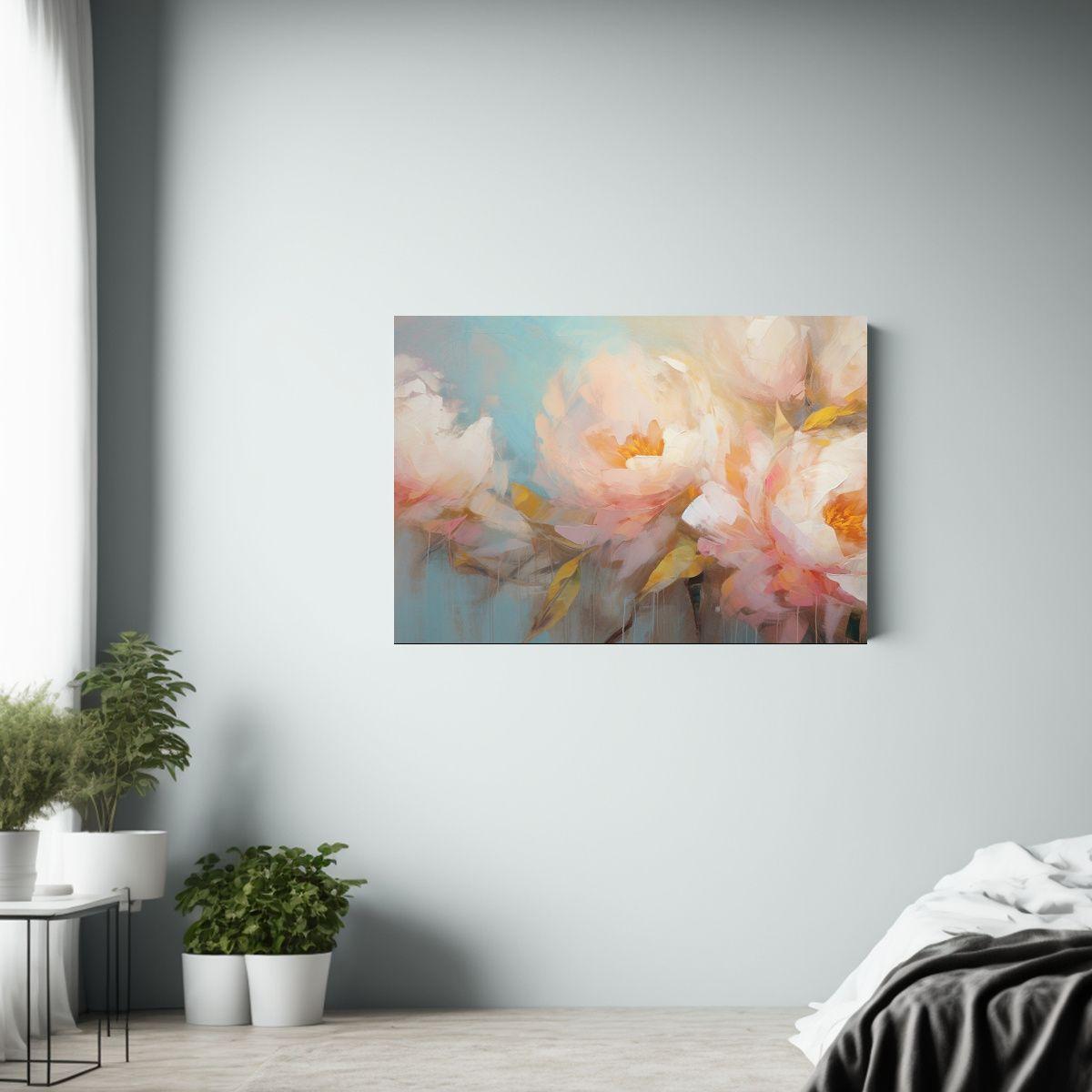 Pintura Abstracta De Peonías En Estilo óleo, Decoración S 40x30cm-2