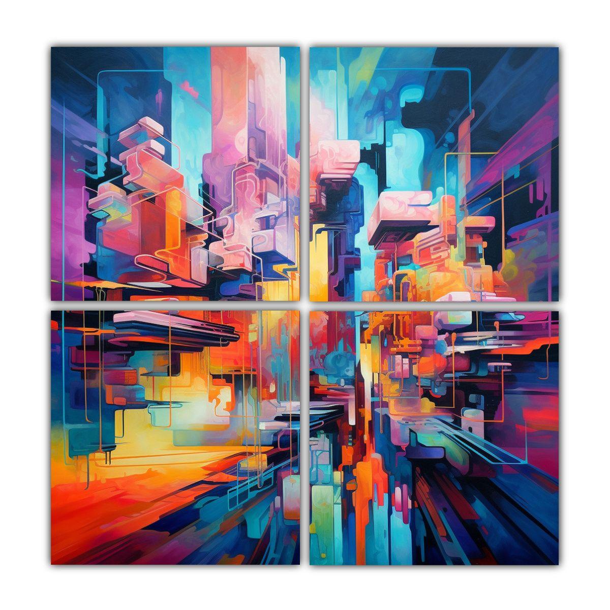 Pinturas De Pared Abstractas Vibrantes Visuales 160x160 Cm-0