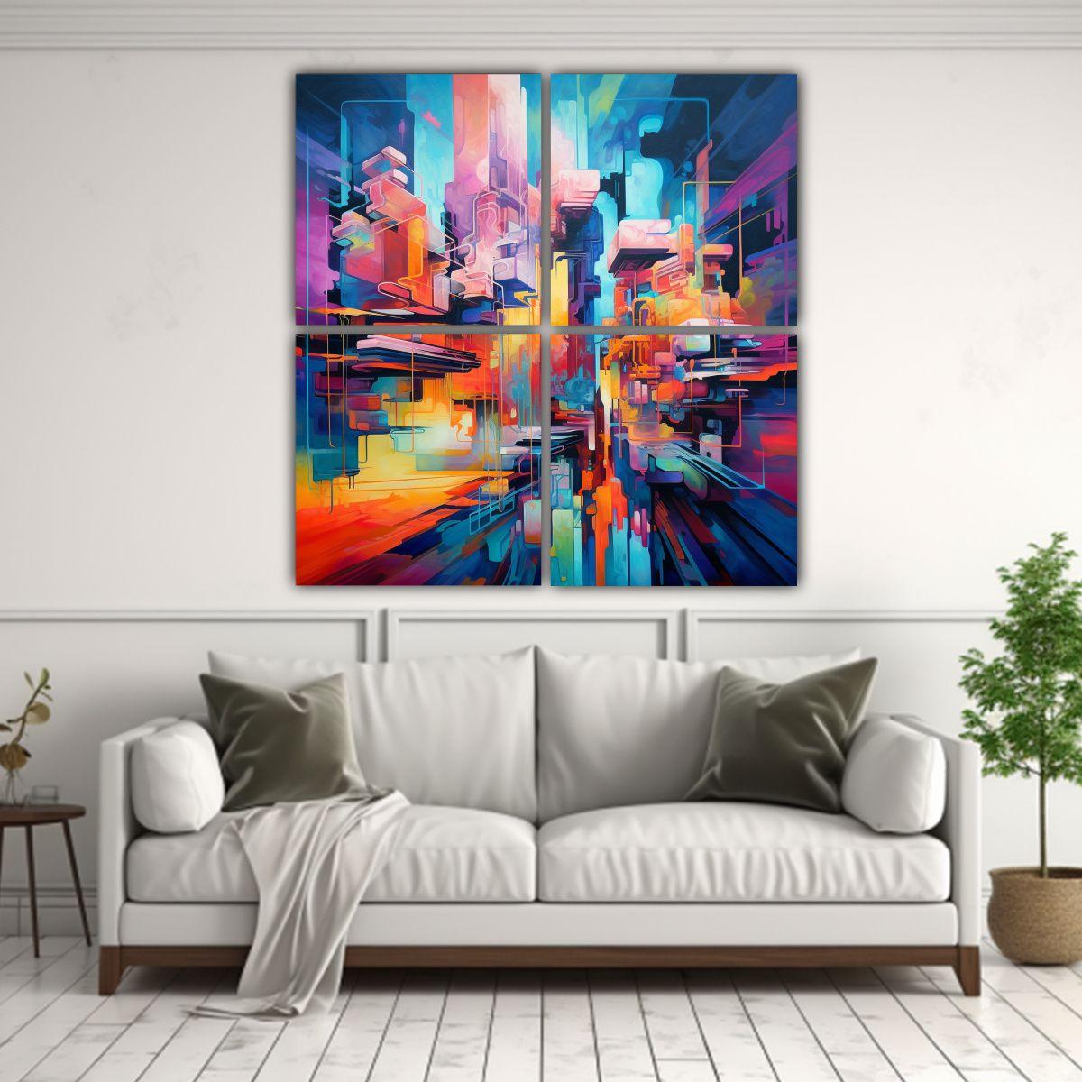 Pinturas De Pared Abstractas Vibrantes Visuales 160x160 Cm-2