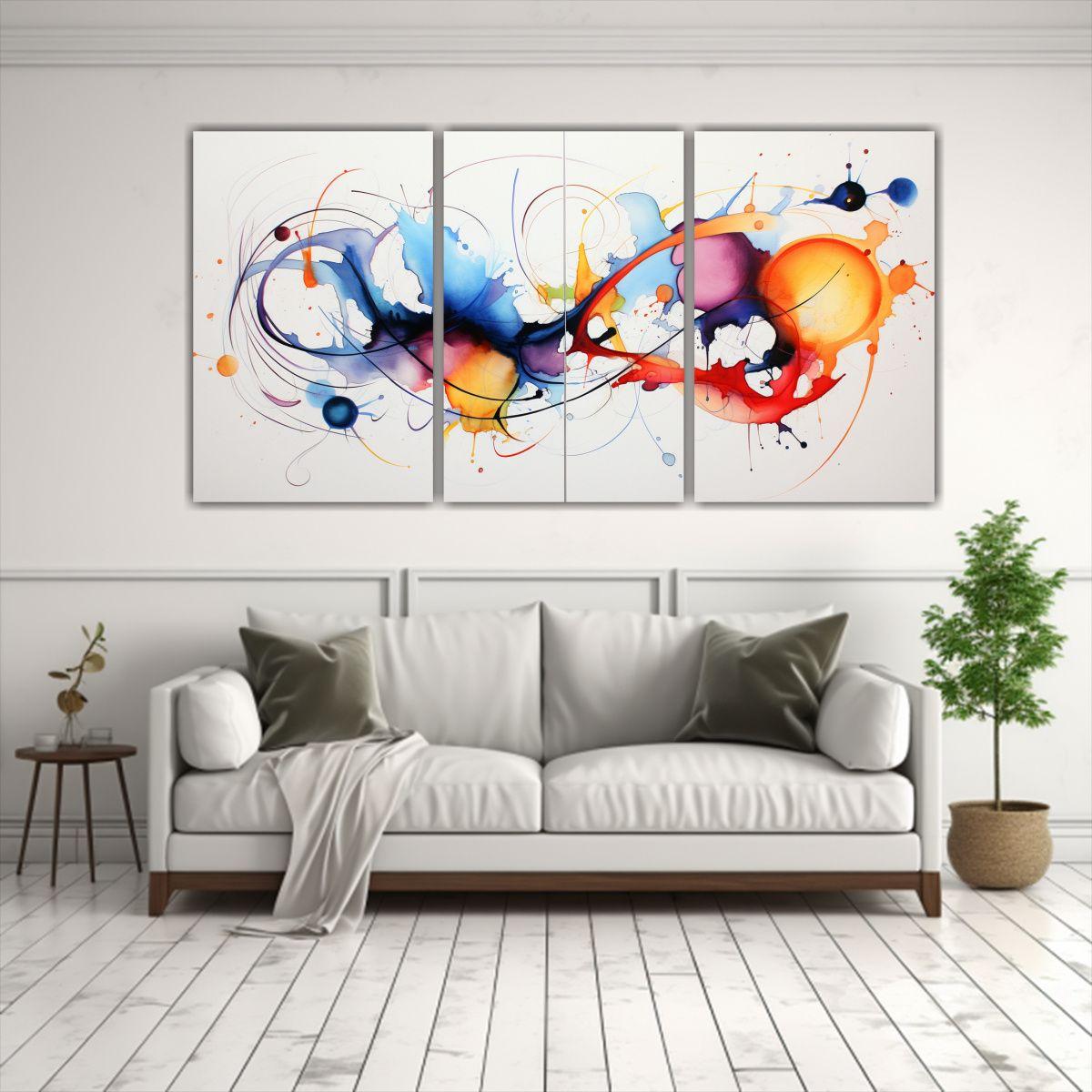 Cuadros Acuarelas Abstractos Decorativos Tres 120x60 Cm-2