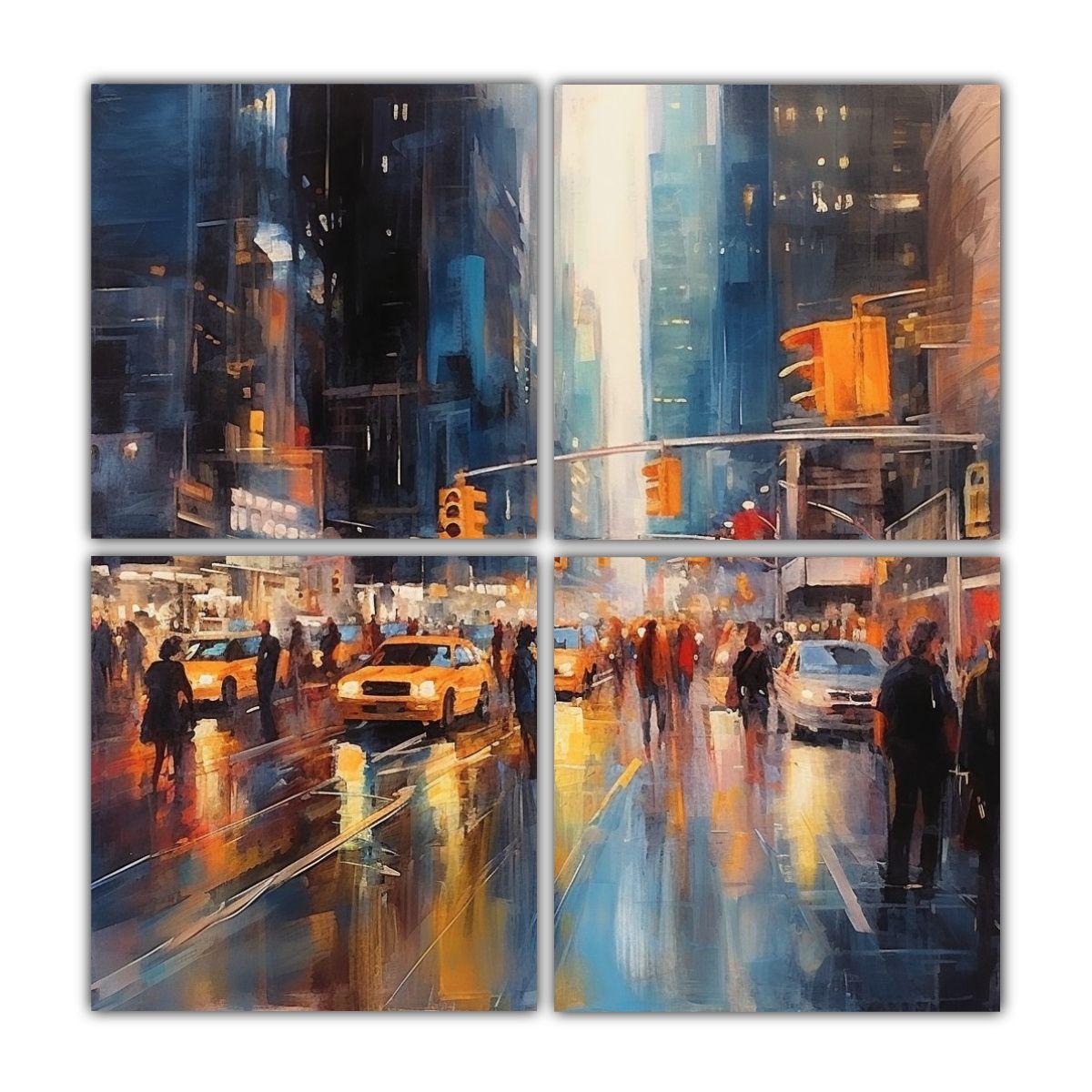 Cuadros Modernos Contraste De Ciudad Con Personas 40x40 Cm-0