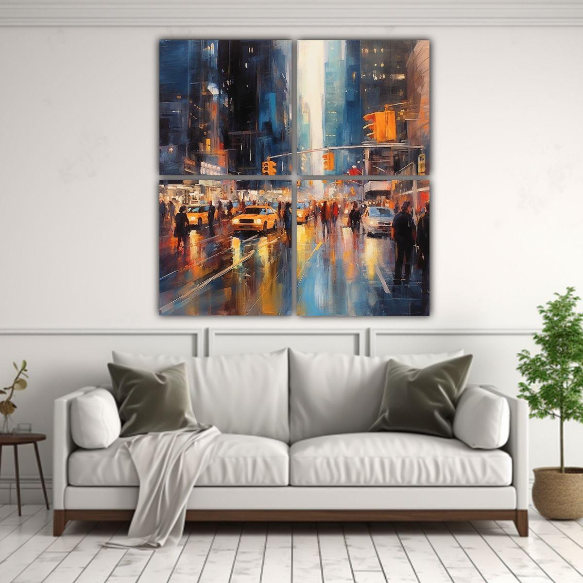 Cuadros Modernos Contraste De Ciudad Con Personas 40x40 Cm-2