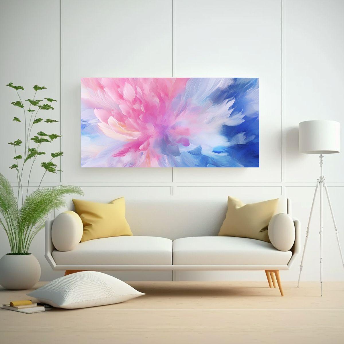 Pintura En Bastidor Tela Escena Abstracta Floral 160x80cm-2