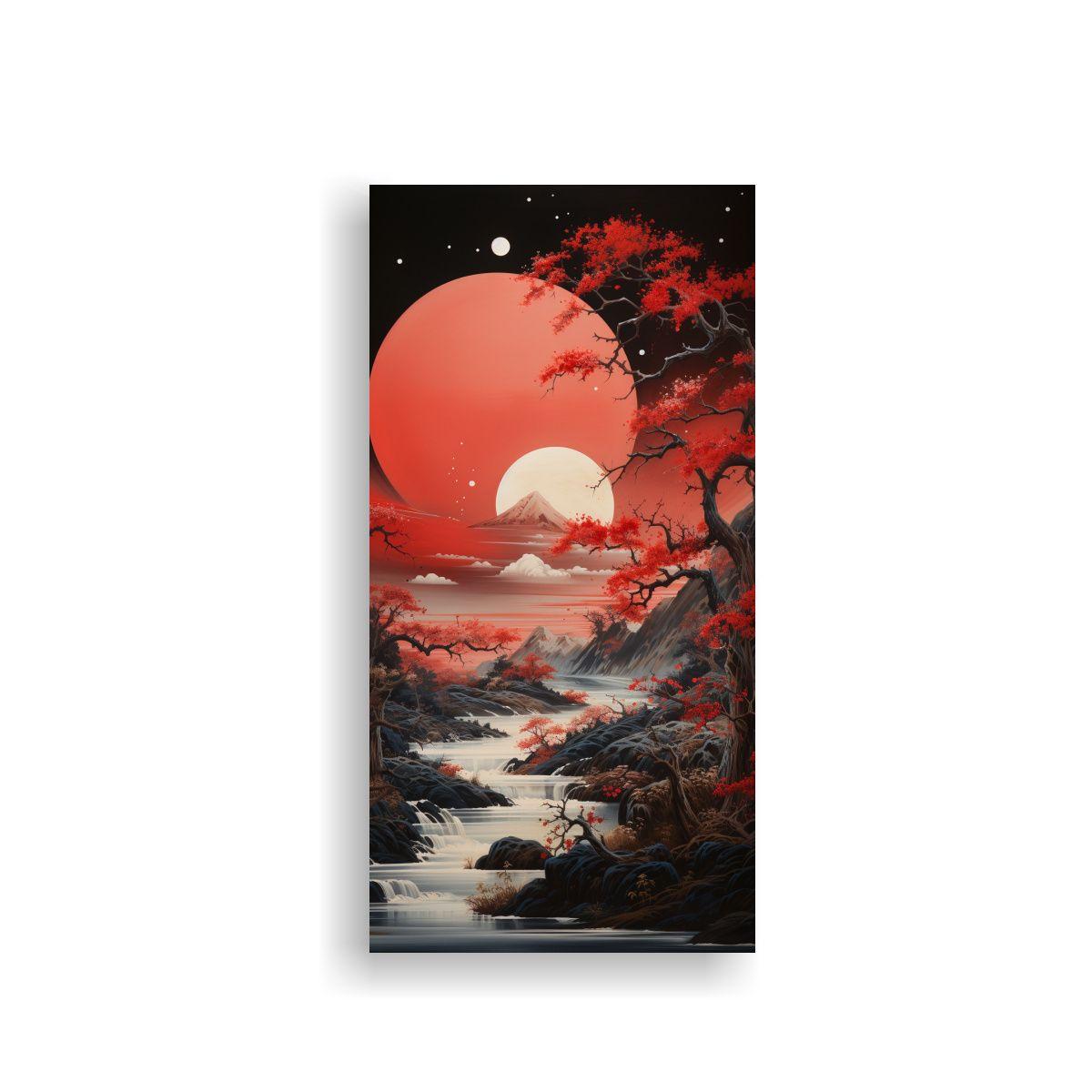 Cuadro Montañas Luna Finas Líneas Decoración 50x100cm-0