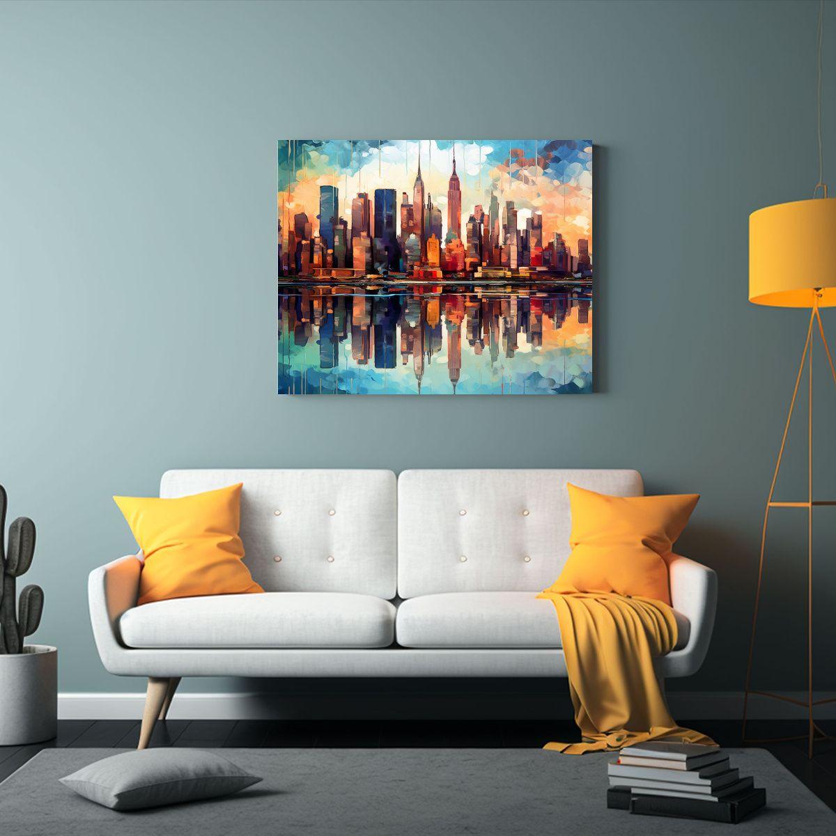 Cuadro Decorativo Estilo Moderno Con Vista De Nueva York En  30x20cm-2