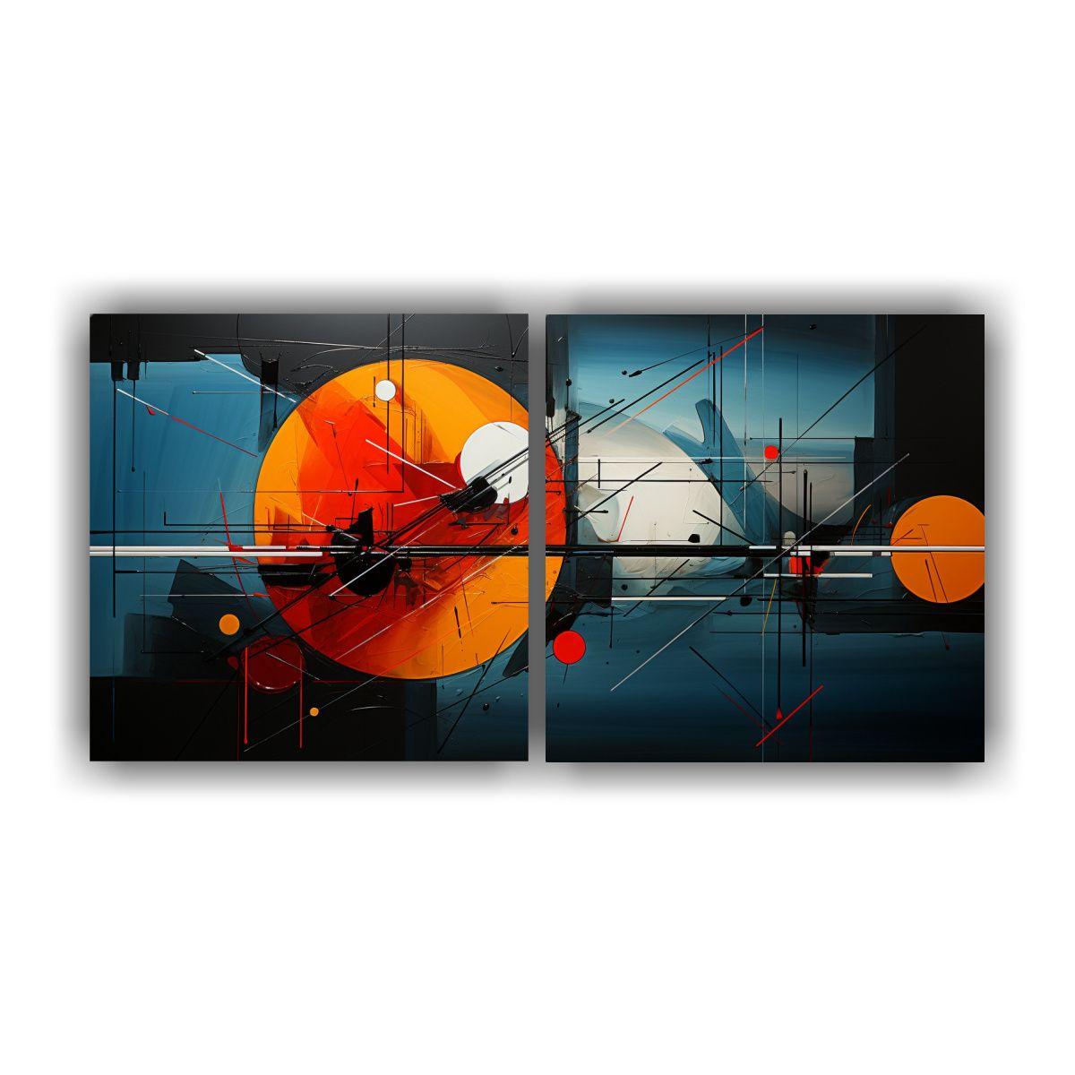 Pinturas Geométricas Intensas Con Diseños 80x40 Cm-0