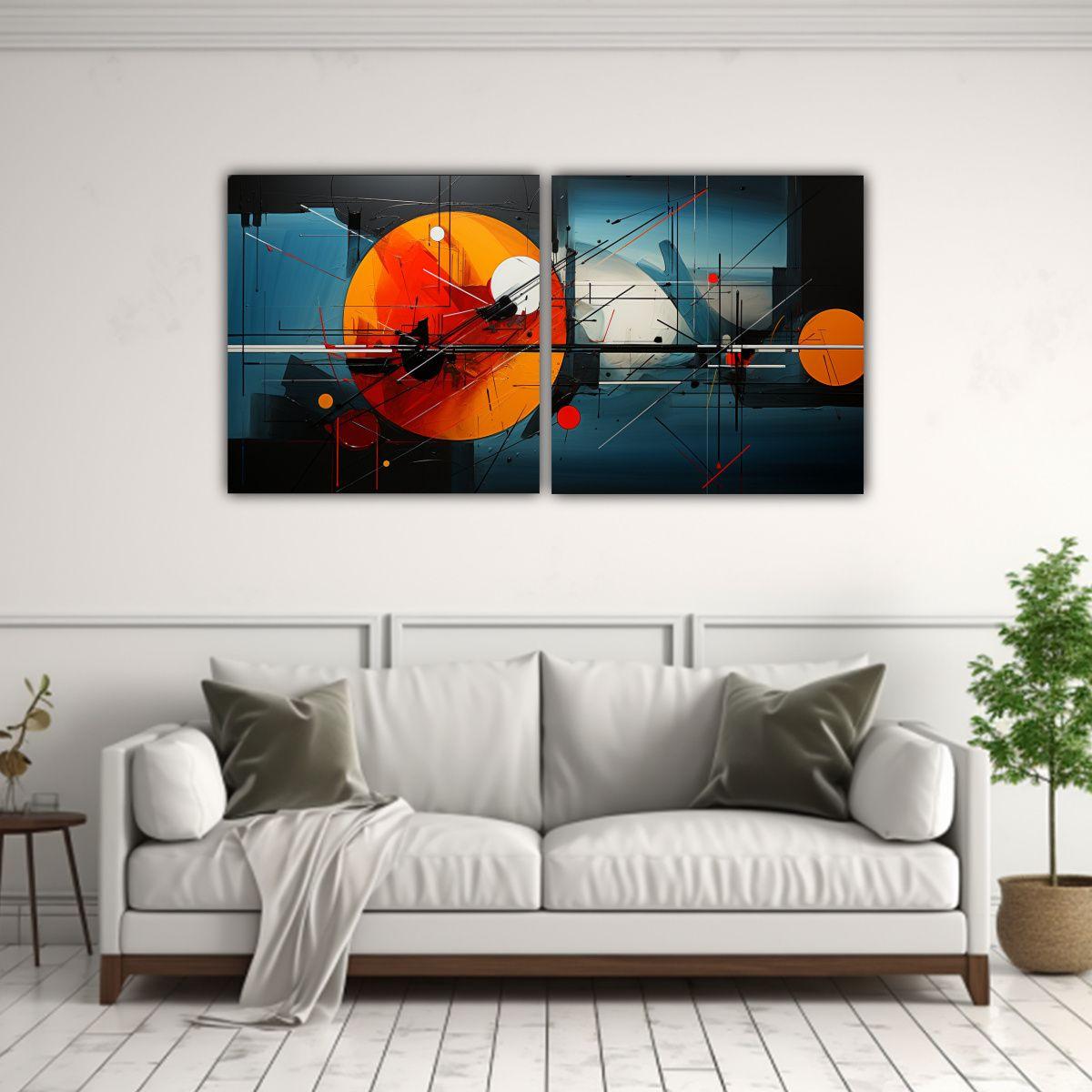 Pinturas Geométricas Intensas Con Diseños 80x40 Cm-2