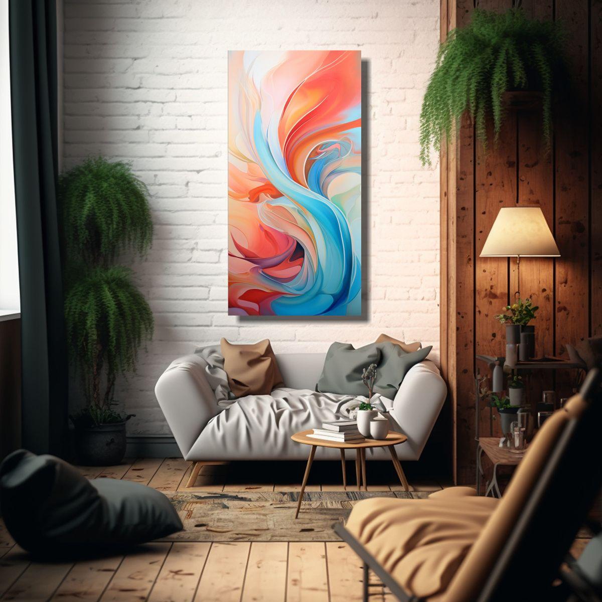 Pintura Decorativa De Composición Abstracción 80x160cm-2