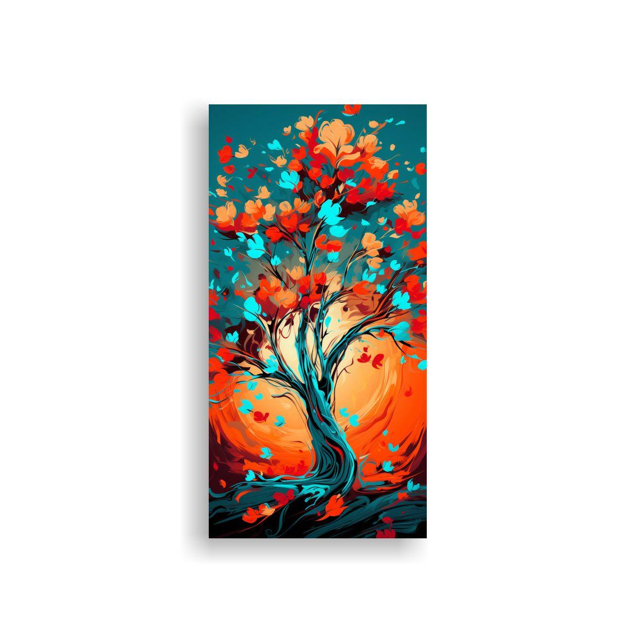 Cuadro Escenario Lienzo Hermoso Un Árbol Naranja 30x60cm-0