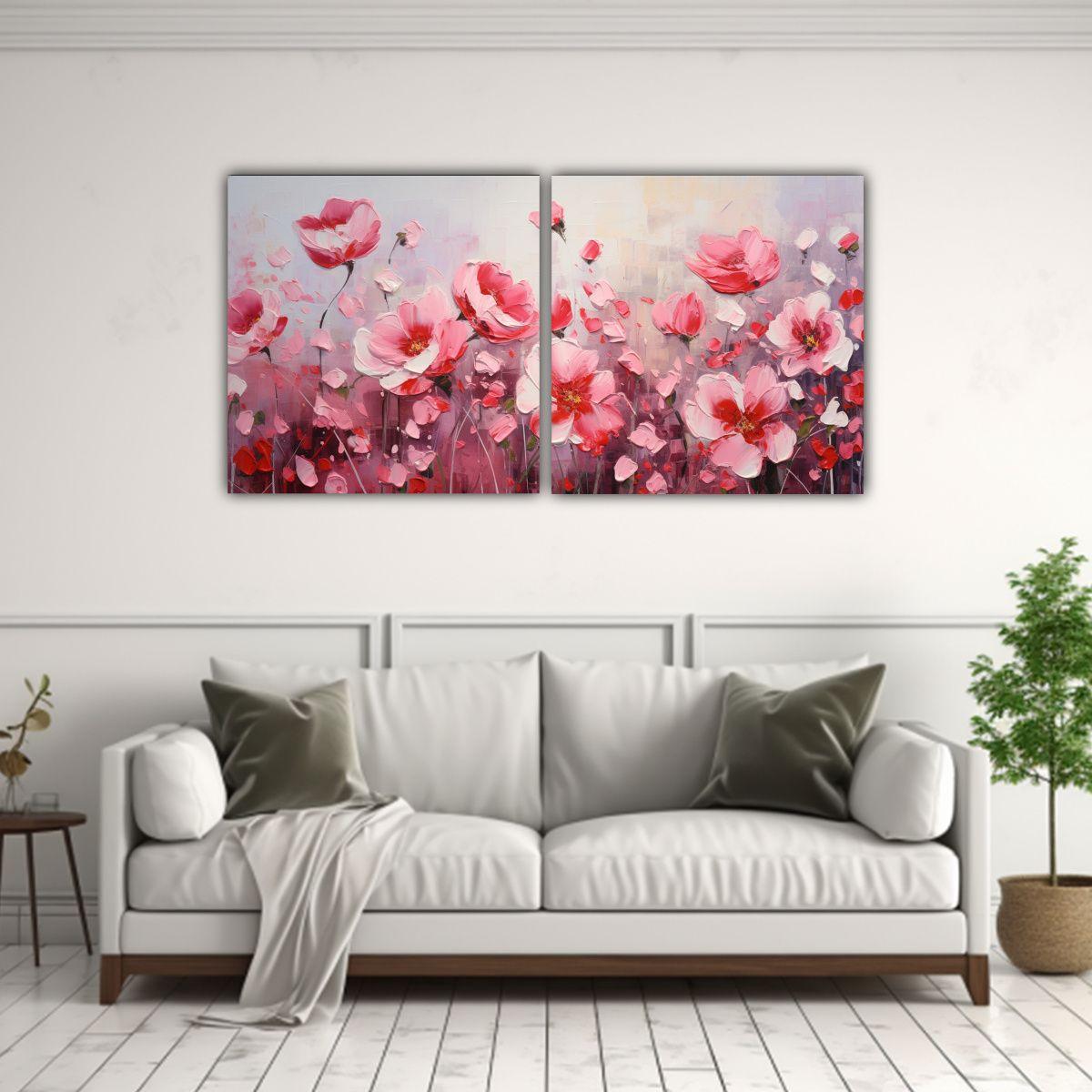Dos Cuadros Vintage Temática A Red AND Pink 40x20 Cm-2