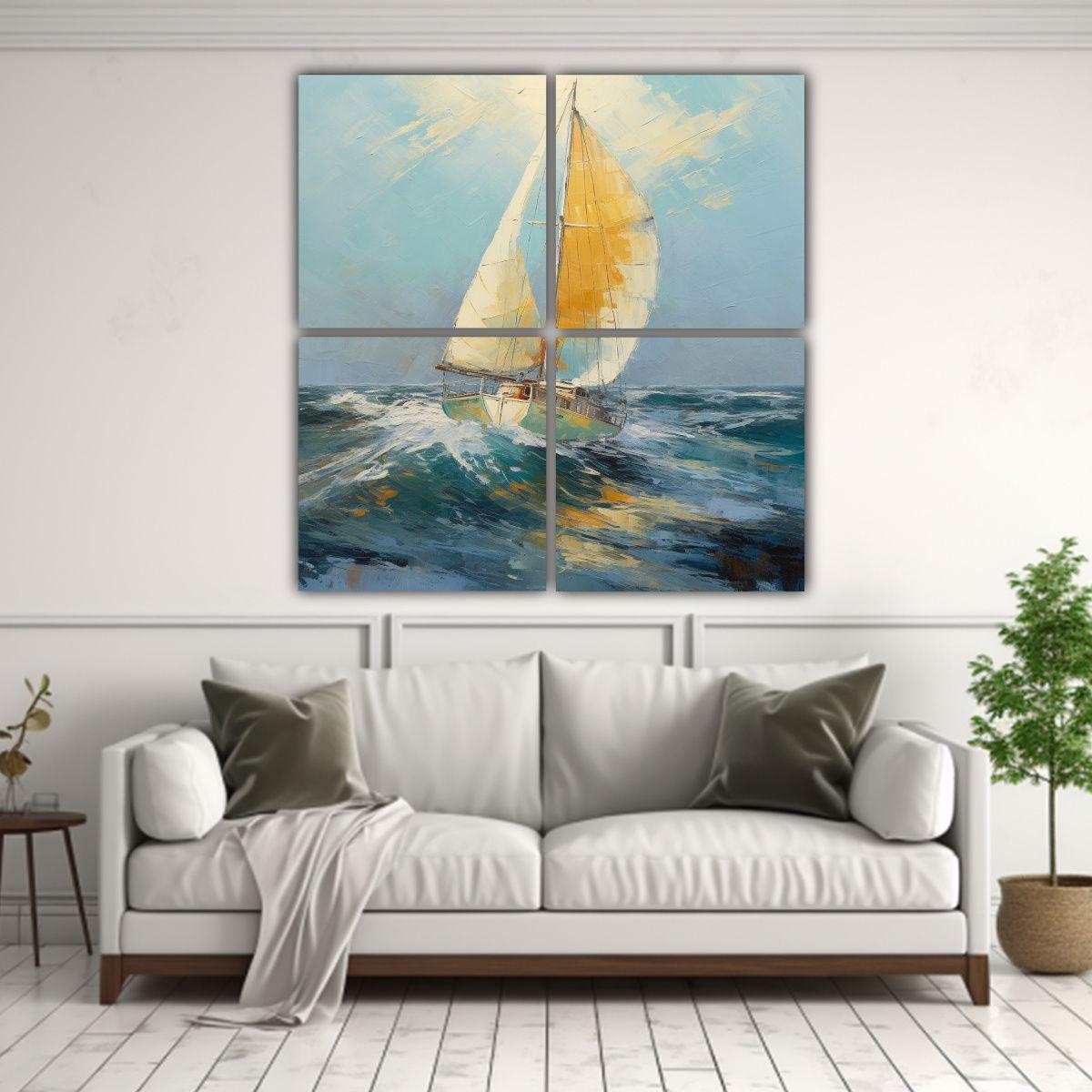Cuadros Fotografía Minimalista Catamarán En Mar 140x140 Cm-2