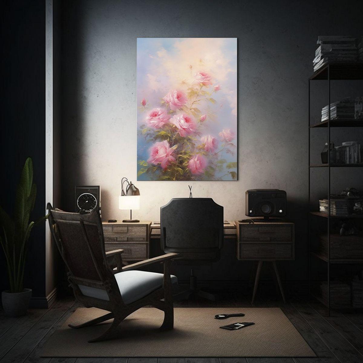 1 Pintura Acuarela De Rosas Rosadas En El Cielo 20x30cm-2