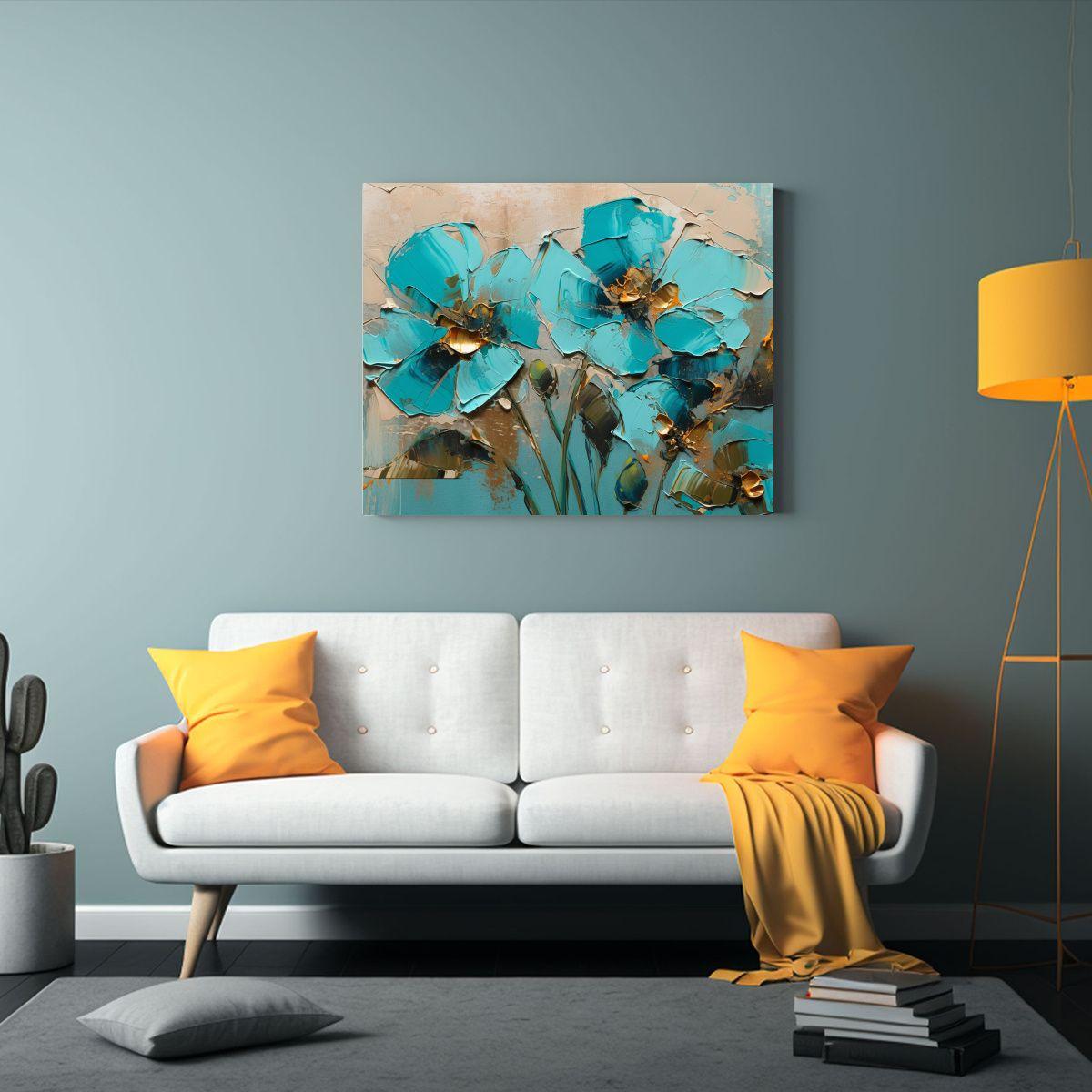 Cuadro Floral En Tela En Bastidor Estilo Cálido 65x50cm-2