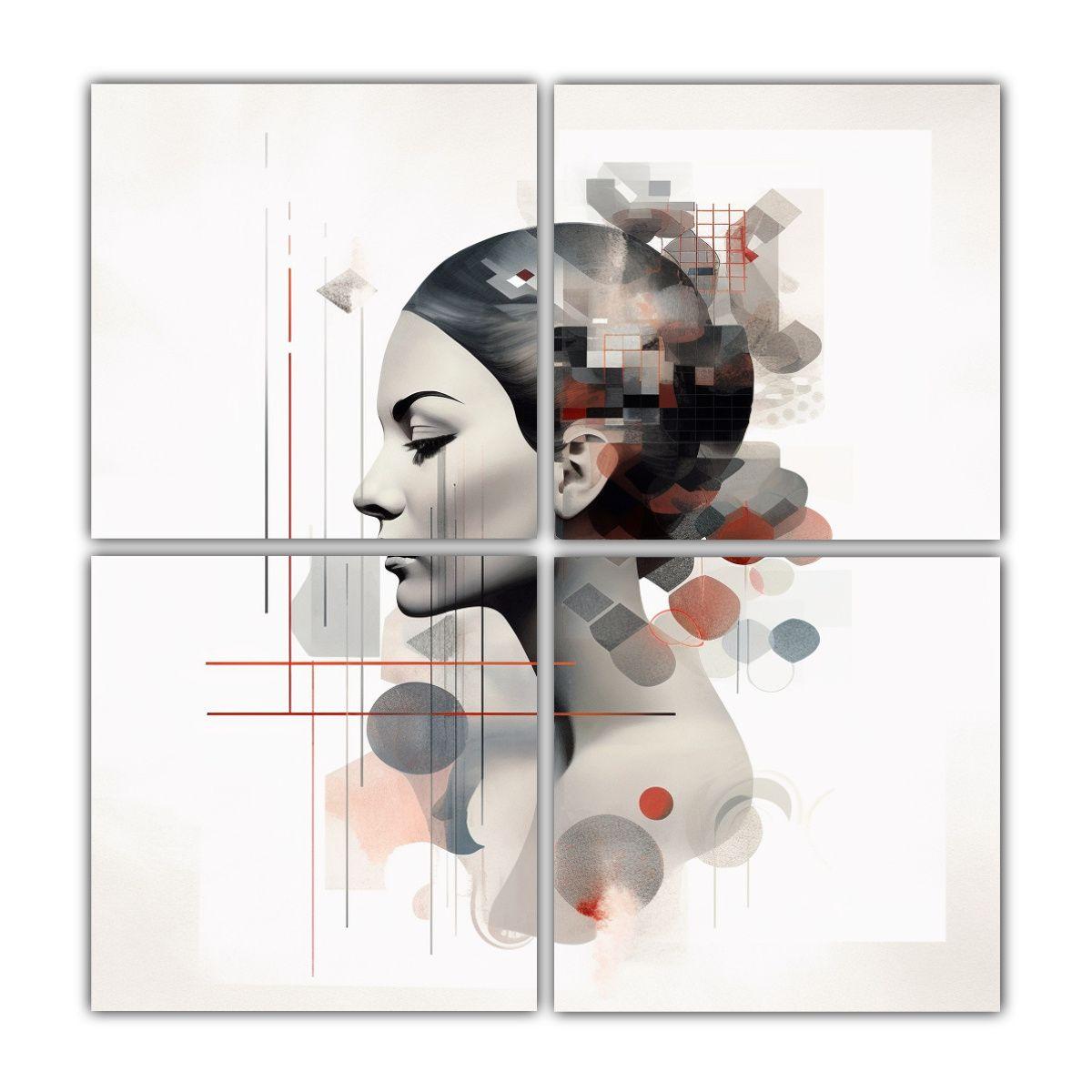 Cuatro Lienzos Imagen Colorido Pintura Decorativa 180x180 Cm-0