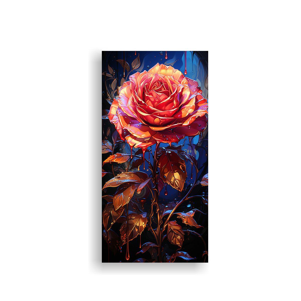 Cuadro Abstracto Con Goteo De Rosa En Escenario 30x60cm-0