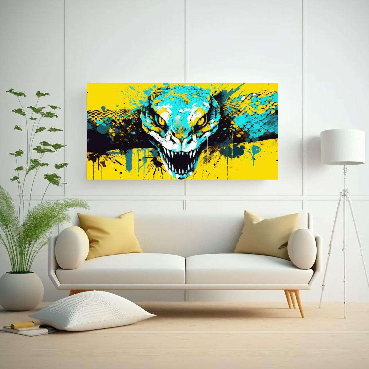 Cuadro Moderno: Serpiente De Cascabel En Amarillo  100x50cm-2