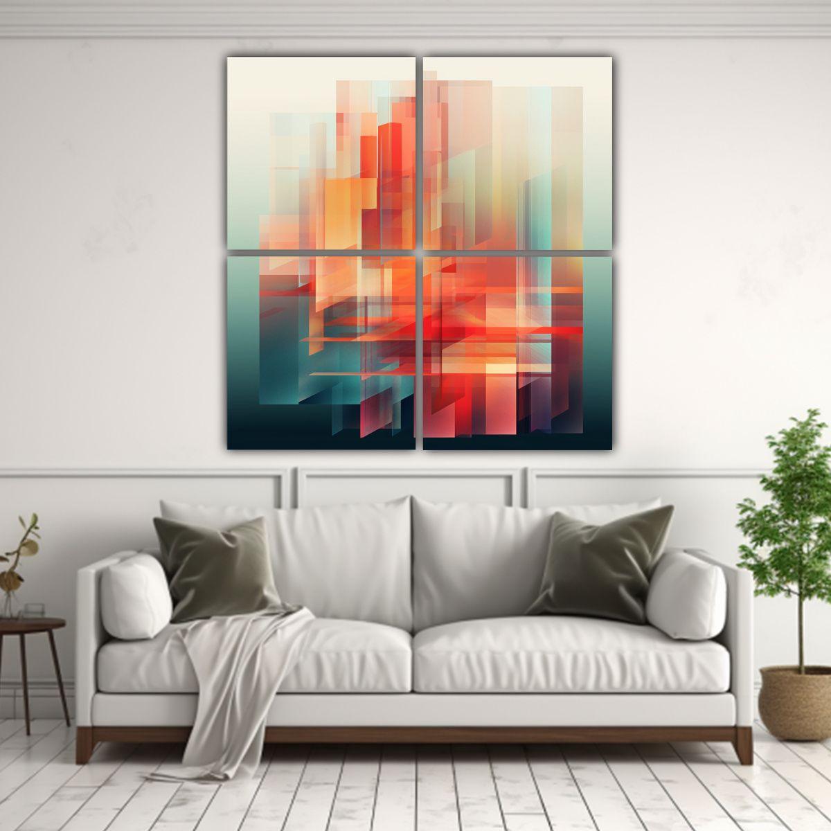 Cuatro Lienzos Inspiración Perspectiva Con Capas 180x180 Cm-2