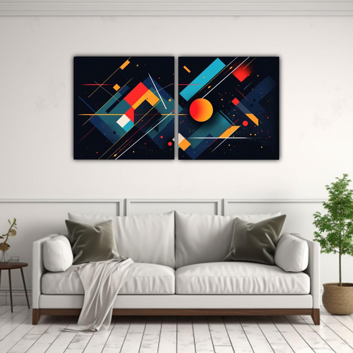 Pinturas Decorativas Abstractas Geométricas 140x70 Cm-2