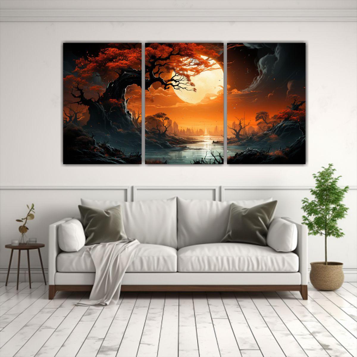 Cuadro Majestuoso De árbol En Colores Naranja 240x120 Cm-2