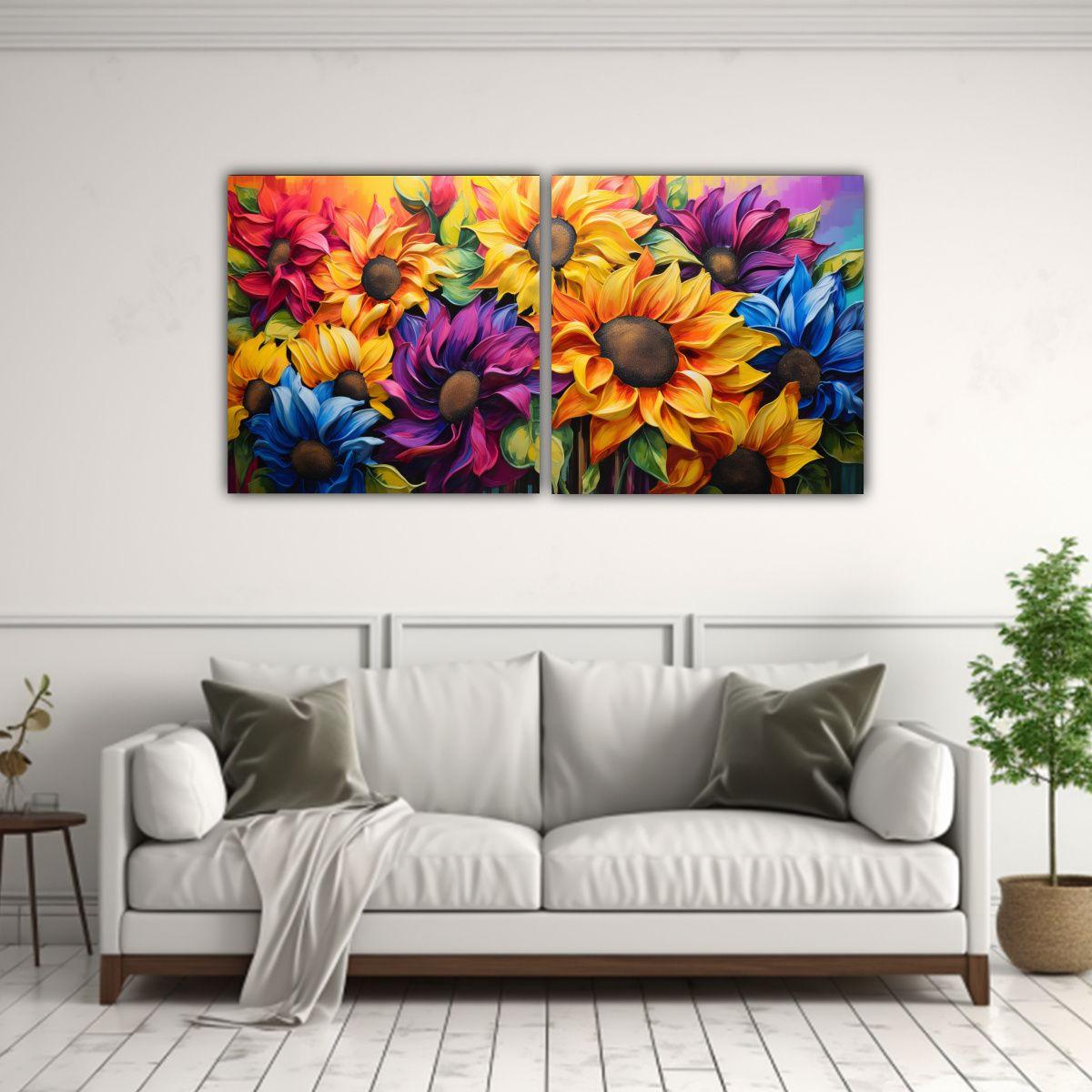 Pintura Abstracta Relieve Lienzo Colores Arco 60x30 Cm-2