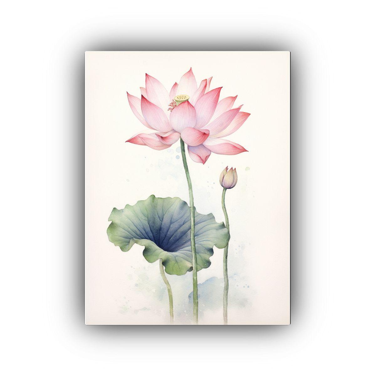 Pintura Lotus Acuarela Fondo Blanco Menos Detalle 50x75cm-0