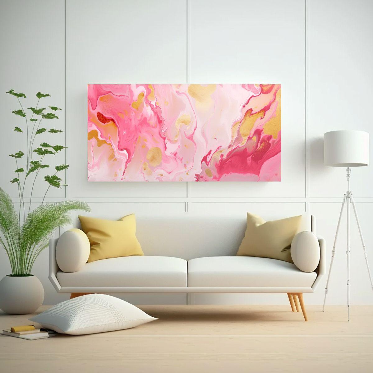 Pintura Decorativa Estilo Mármol Mágico Rosa Y 140x70 Cm-2