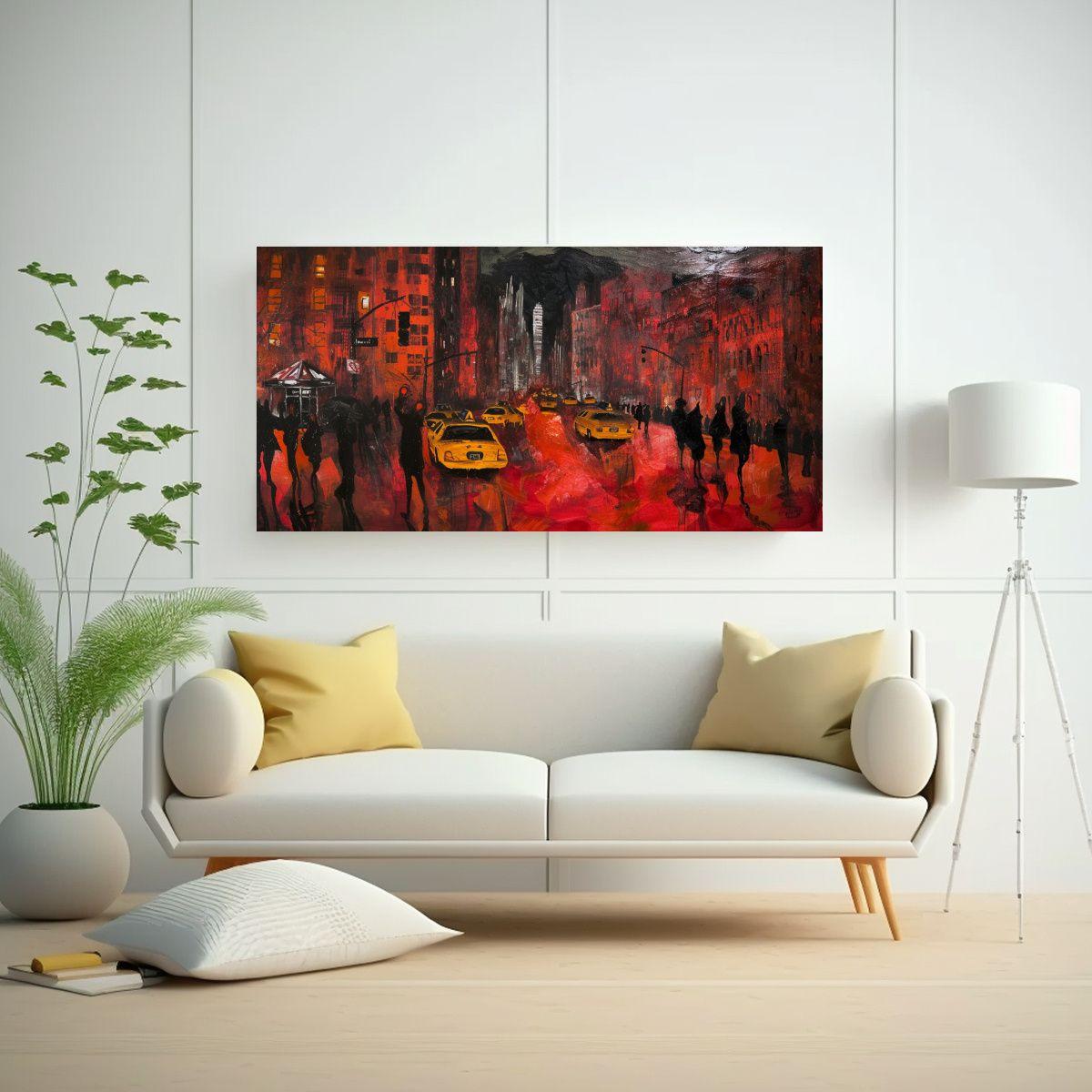 Pinturas Decorativas De Fantasía En Tonos Rojos 140x70cm-2