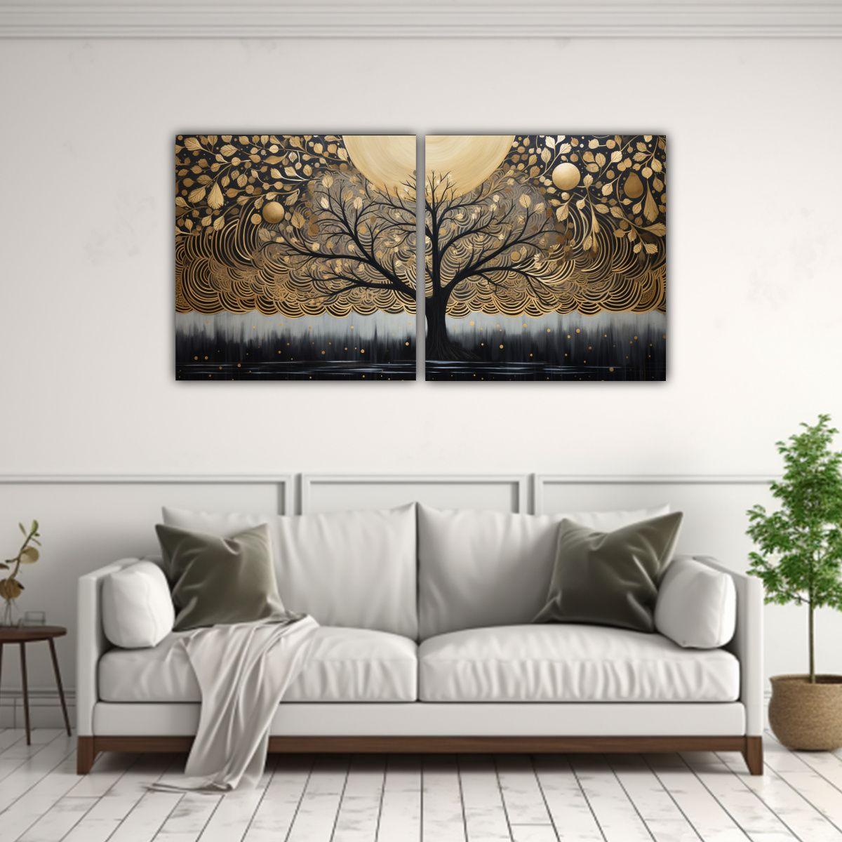 Set De 2 Telas En Bastidor Movimiento Vida 100x50 Cm-2