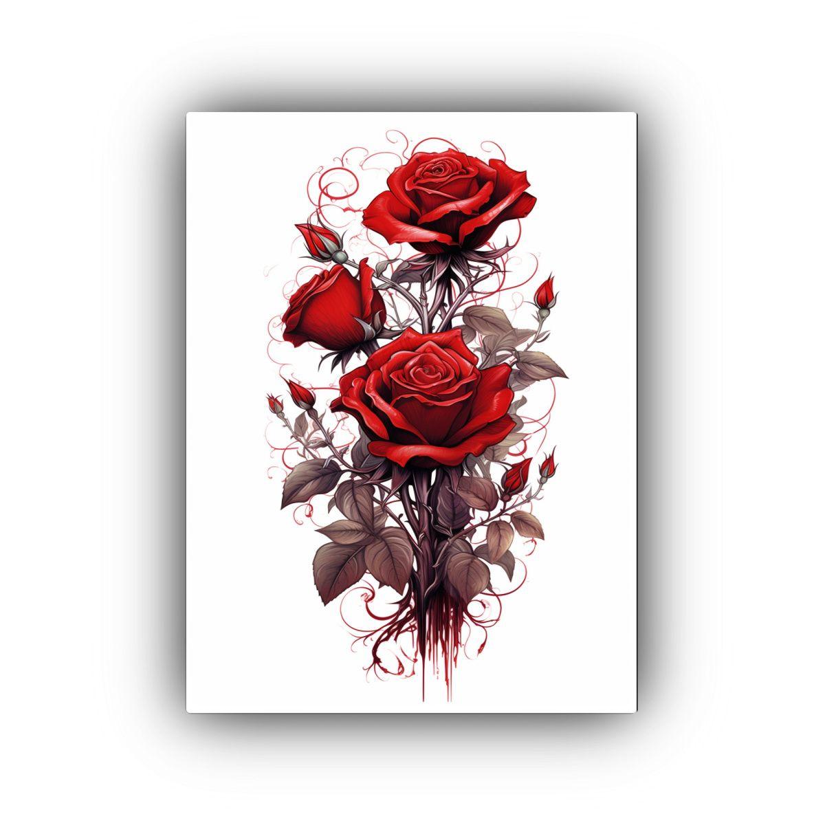 Cuadro De Rosas Rojas En Fondo Blanco De 30x40cm-0