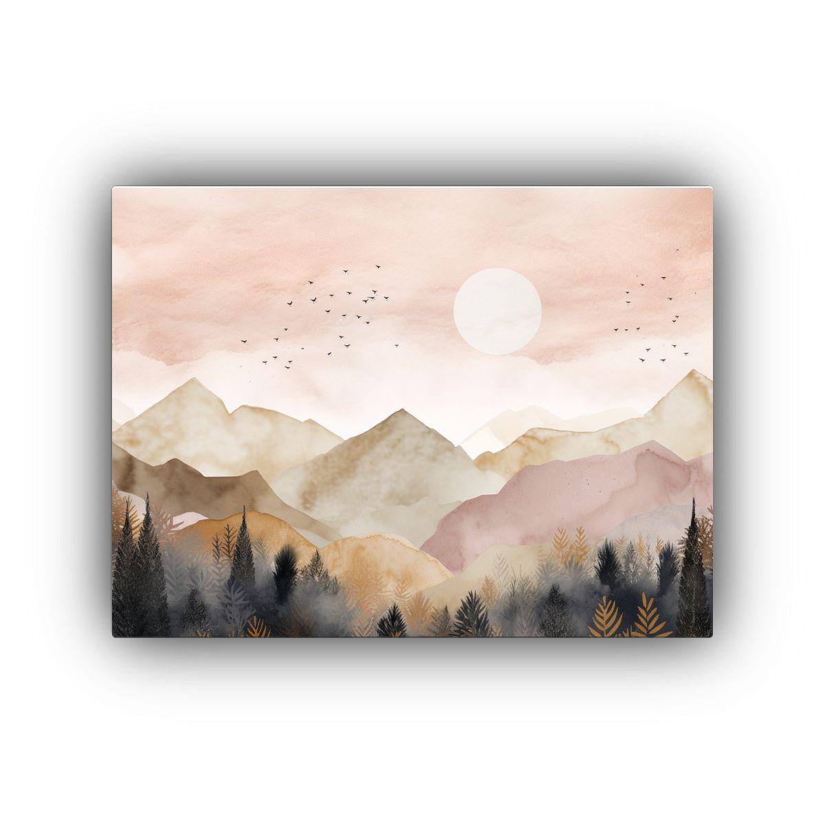 Pintura De Pared Abstracción Montaña Boscosa 50x40cm-0