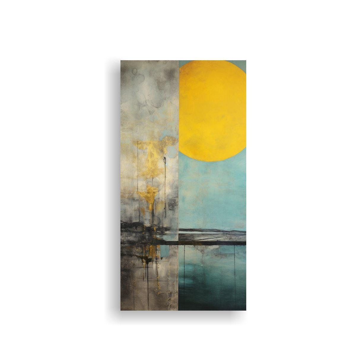 Pintura Lienzo Decoración Con Textura Amarillo, 30x60cm-0