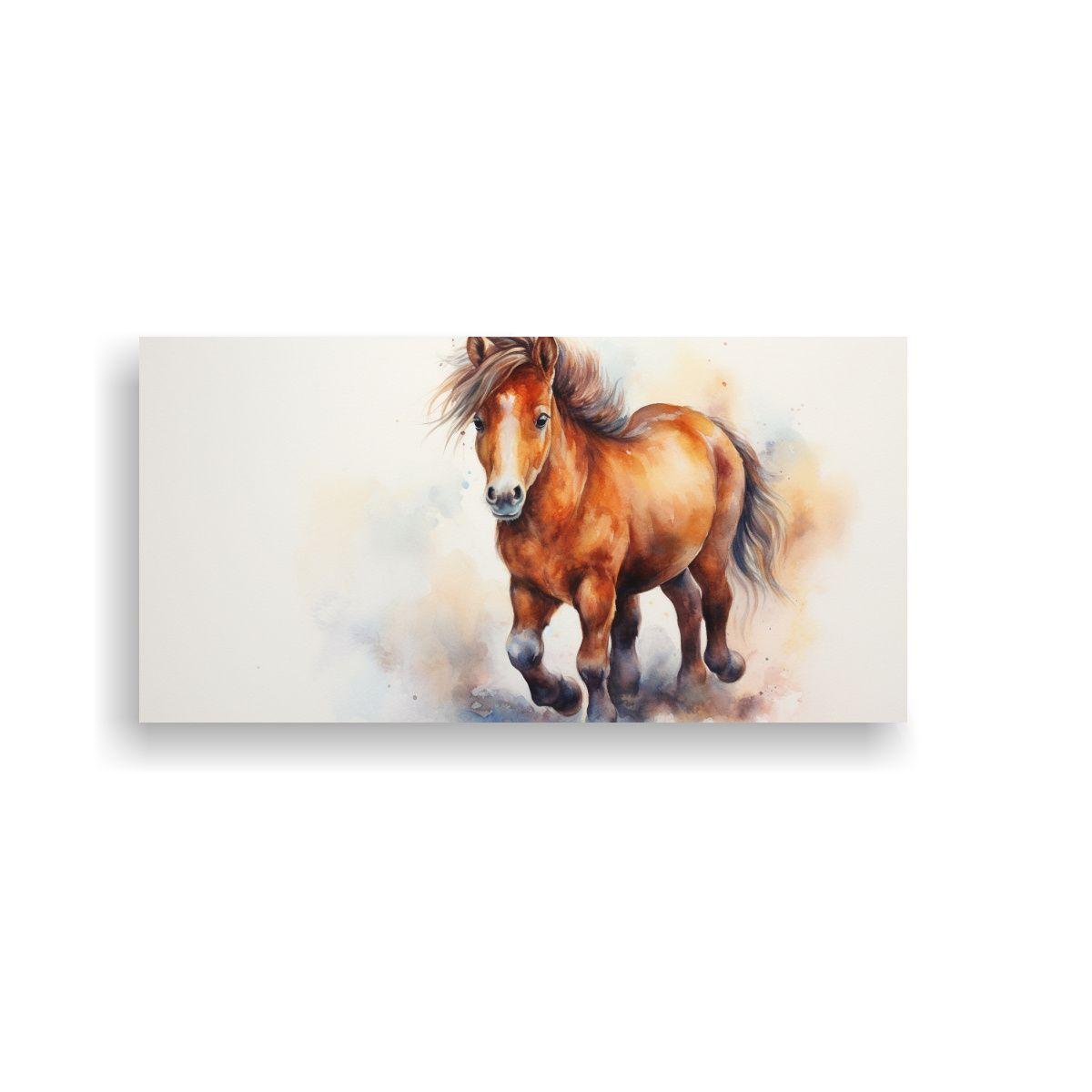 Pintura En Acuarela Equilibrada: Caballo En Miniat 140x70cm-0