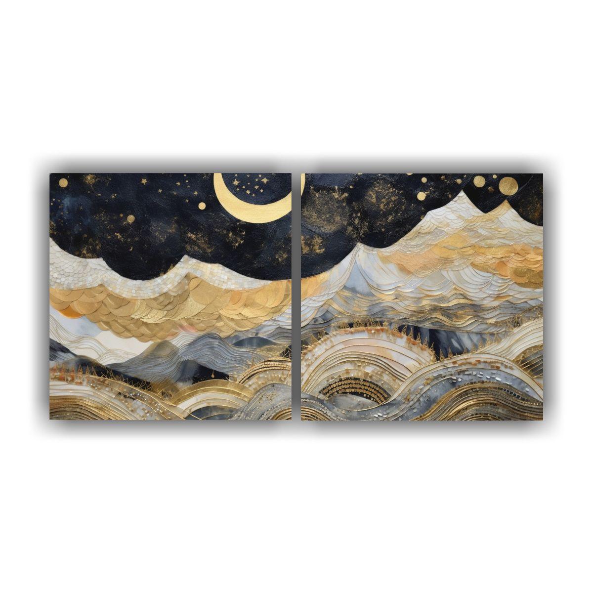 Pintura Decorativa Luminosa Con Luna Y Montañas 100x50 Cm-0