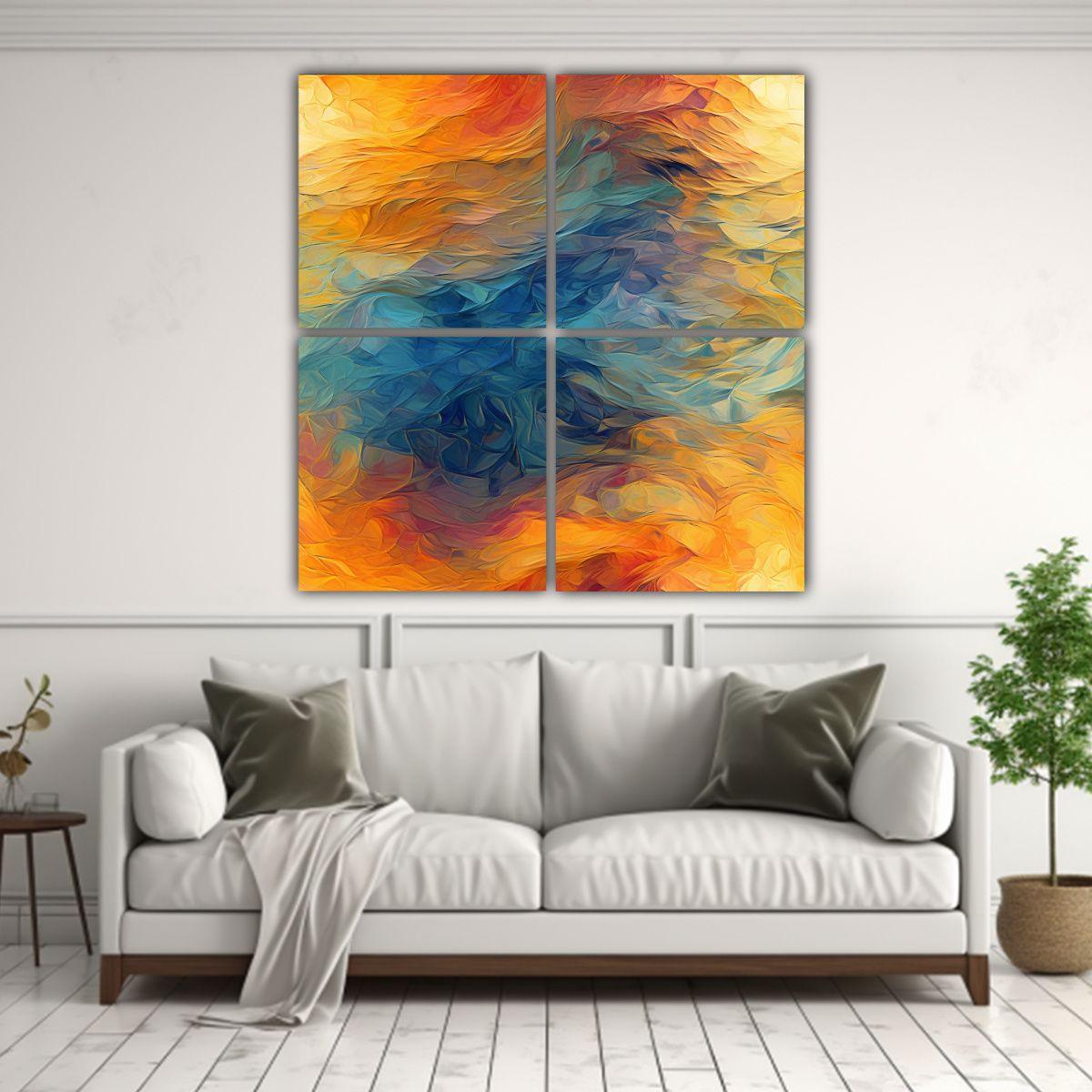 4 Cuadros De Alta Calidad Originales De Alegría 160x160 Cm-2