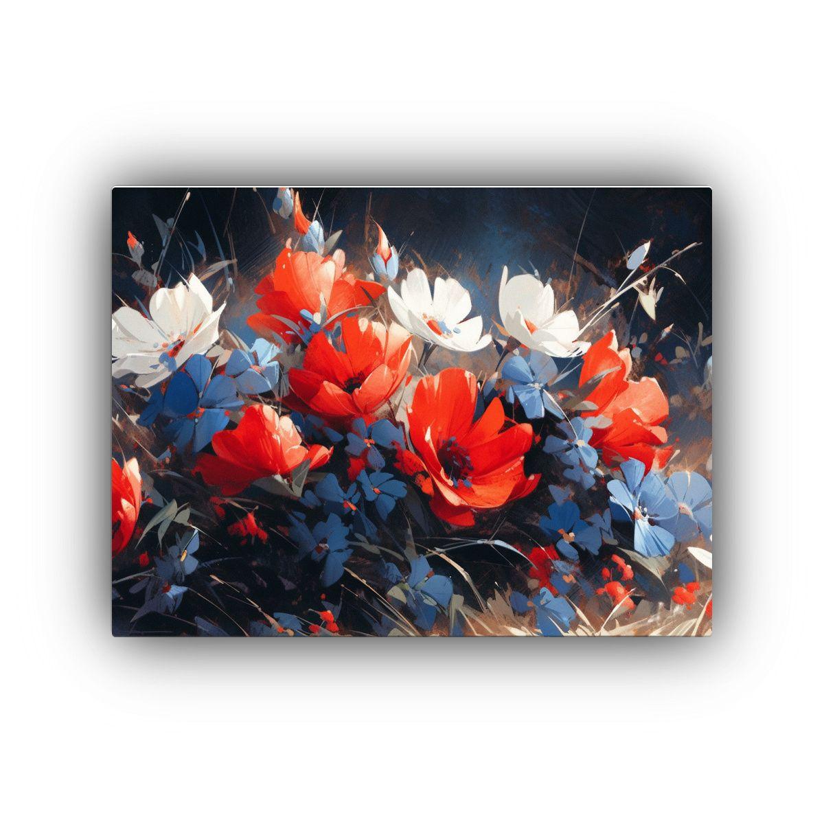 Pintura Floral En Lienzo Con Armonía De Colores 65x50 Cm-0