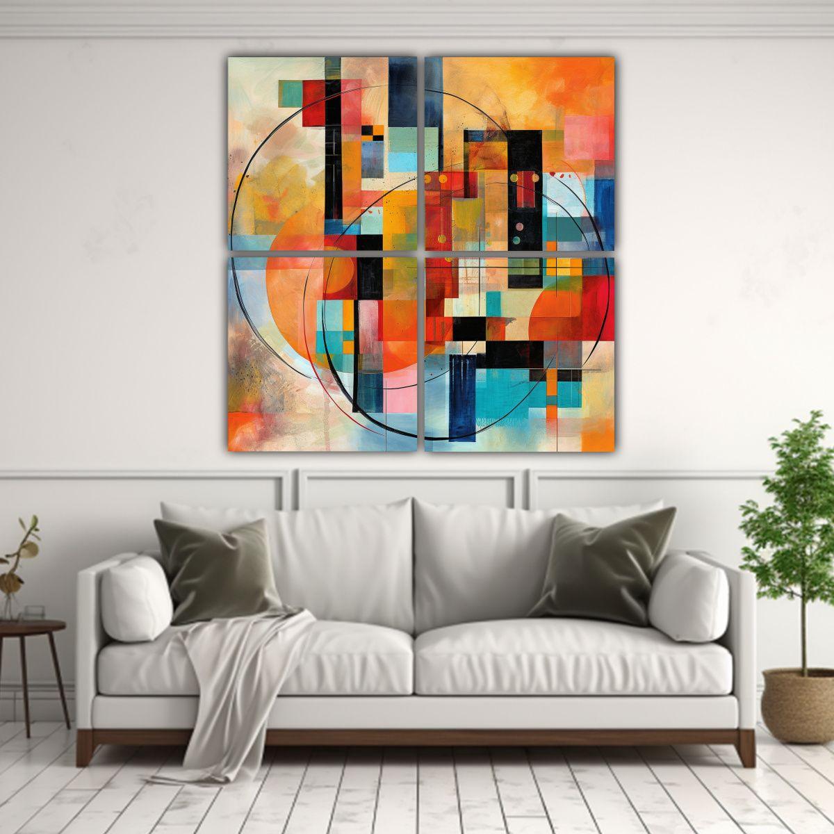 Cuadros Vintage Abstractos Geométricos En 180x180 Cm-2