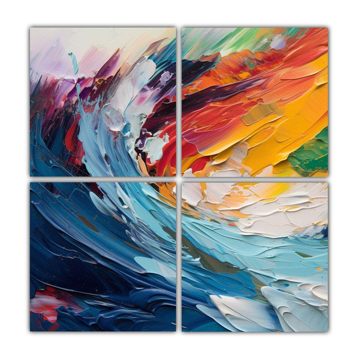 Pintura Abstracta Con Ondas Audaces De Pintura En 100x100 Cm-0