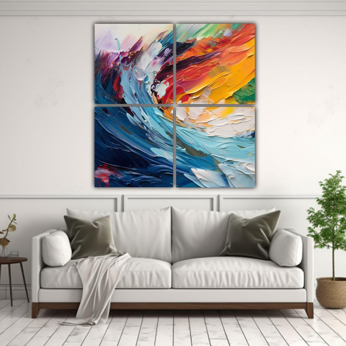 Pintura Abstracta Con Ondas Audaces De Pintura En 100x100 Cm-2